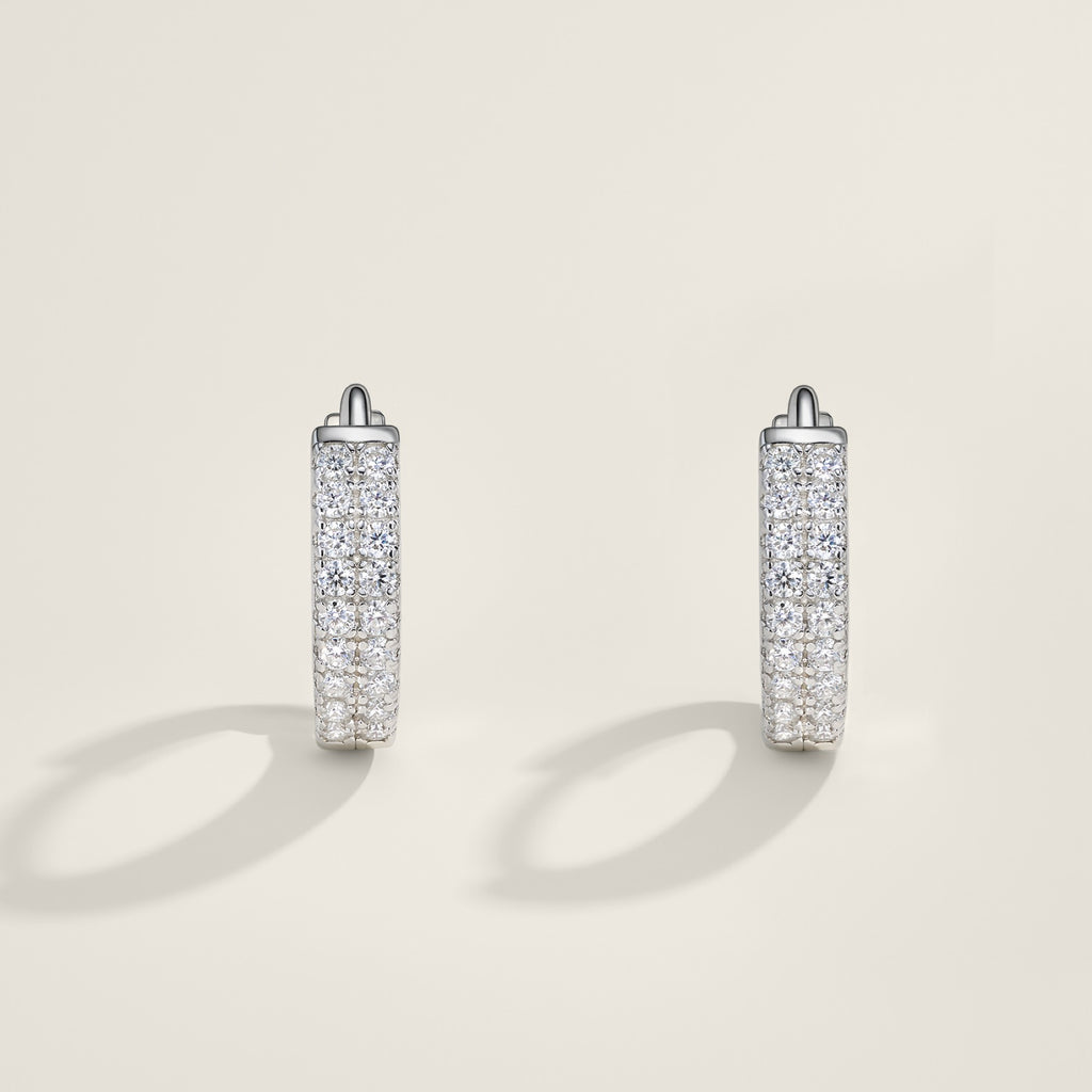 Duplina Moissanite Huggie Hoop Earrings in Sterling Silver