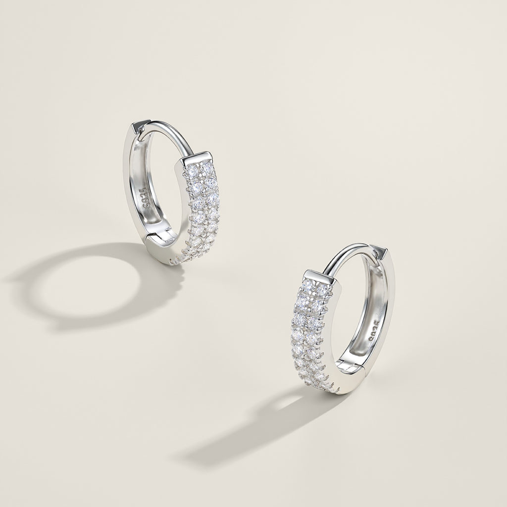 Duplina Moissanite Huggie Hoop Earrings in Sterling Silver