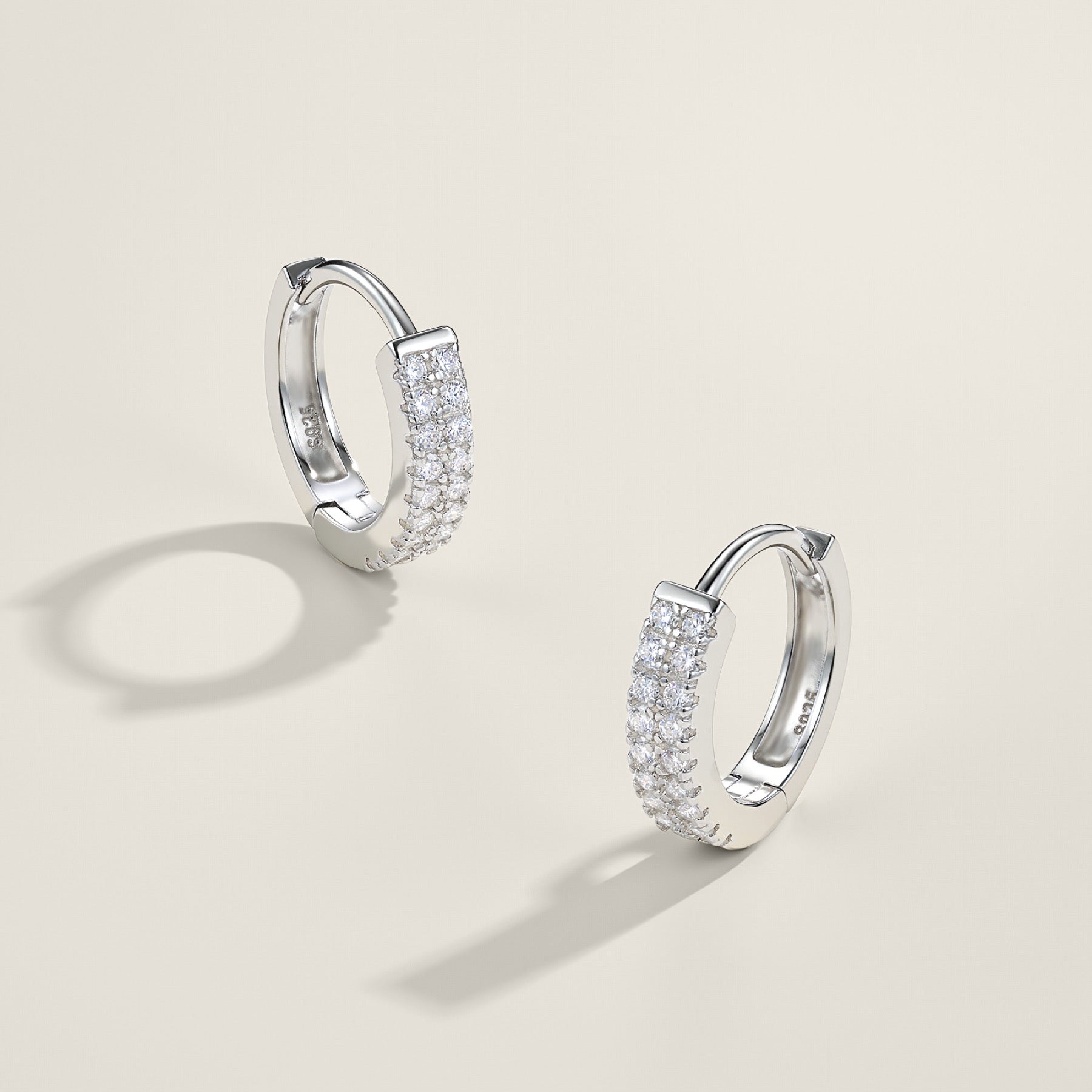 Duplina Moissanite Huggie Hoop Earrings in Sterling Silver