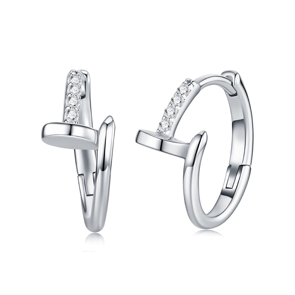 Icsina Moissanite Huggie Hoop Earrings in Sterling Silver