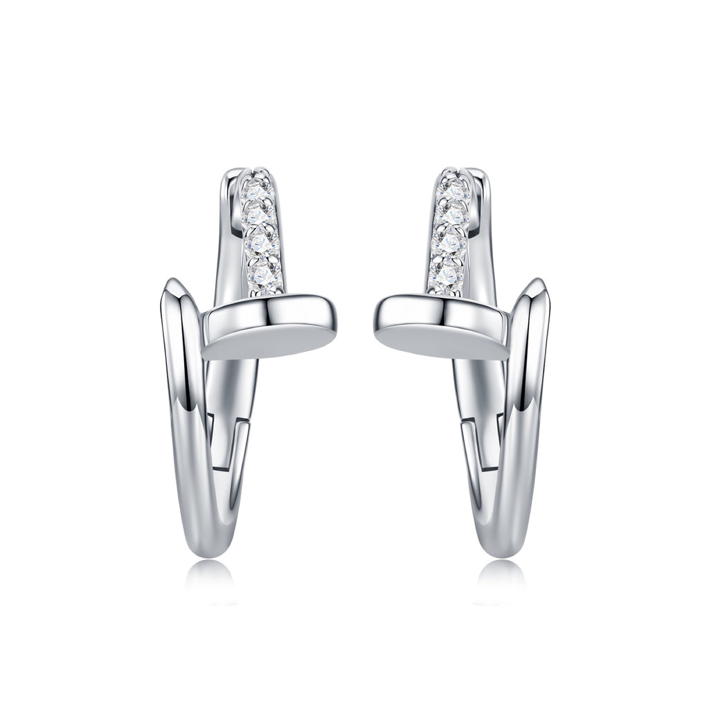 Icsina Moissanite Huggie Hoop Earrings in Sterling Silver