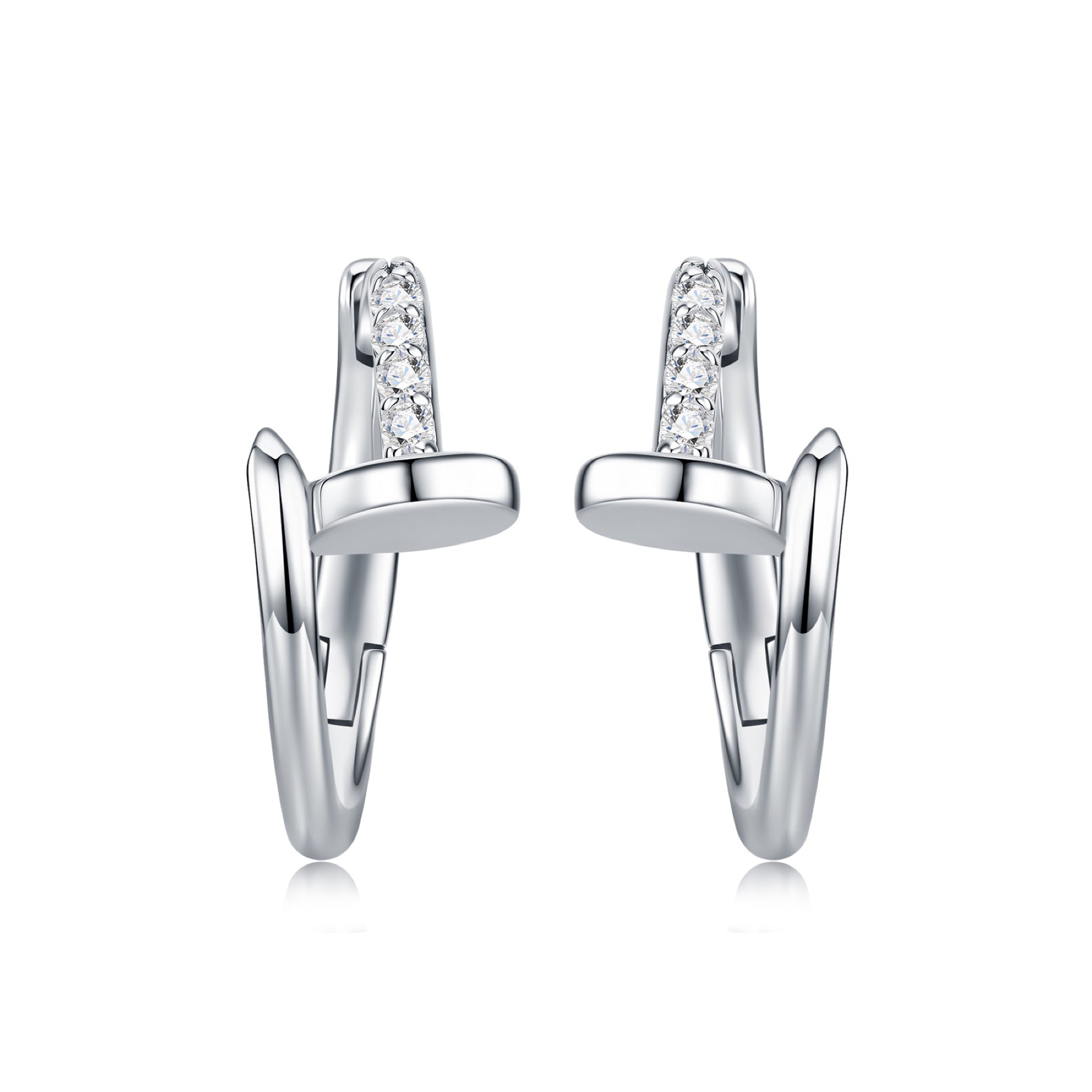 Icsina Moissanite Huggie Hoop Earrings in Sterling Silver