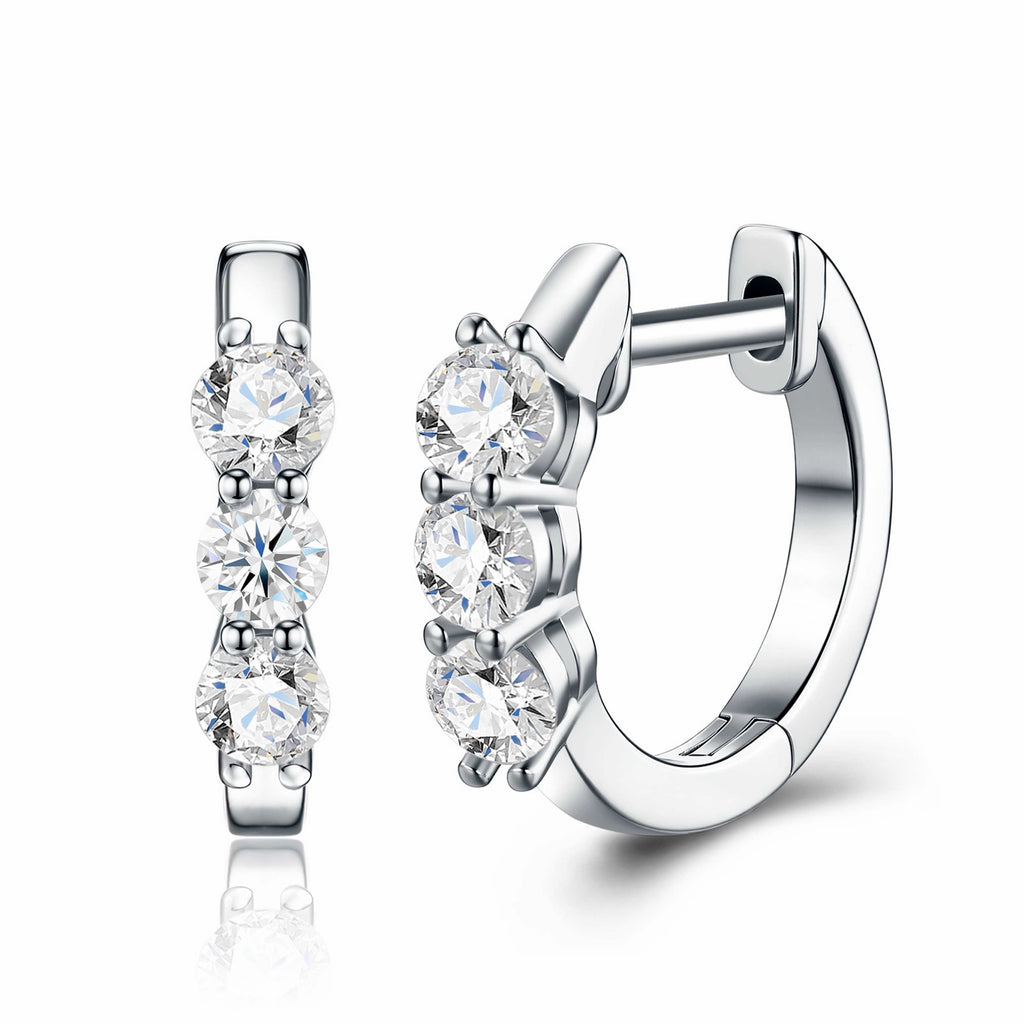 Terzina Moissanite Huggie Hoop Earrings in Sterling Silver