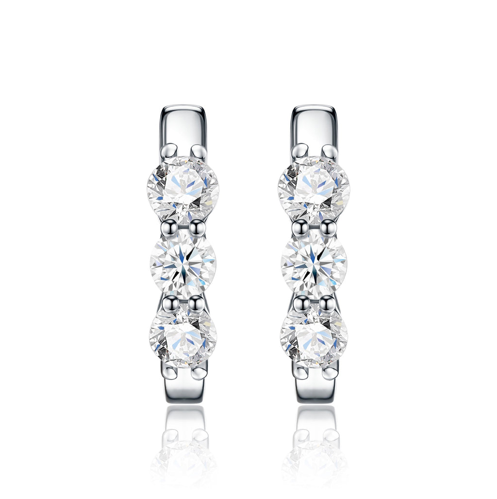 Terzina Moissanite Huggie Hoop Earrings in Sterling Silver