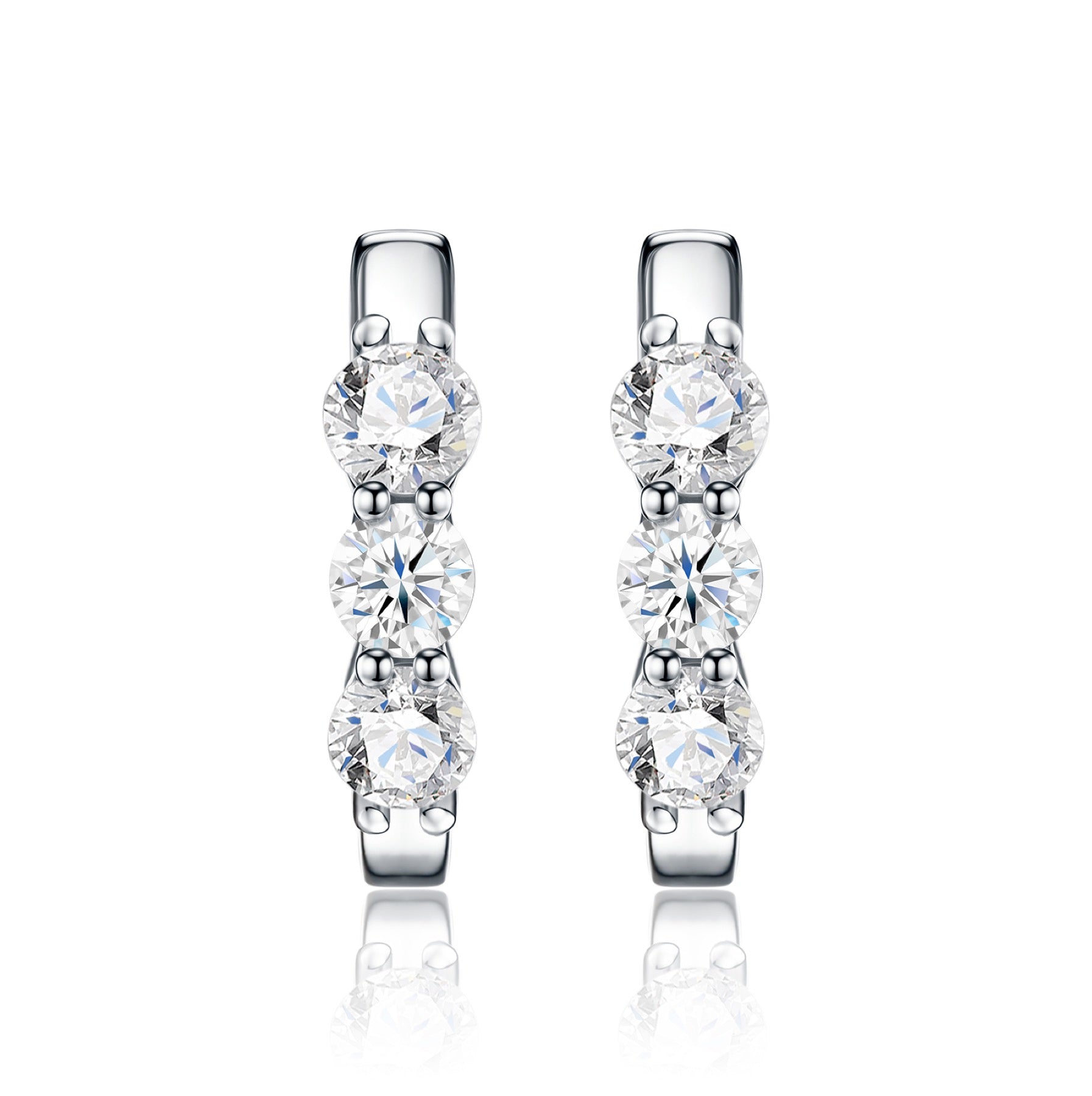 Terzina Moissanite Huggie Hoop Earrings in Sterling Silver