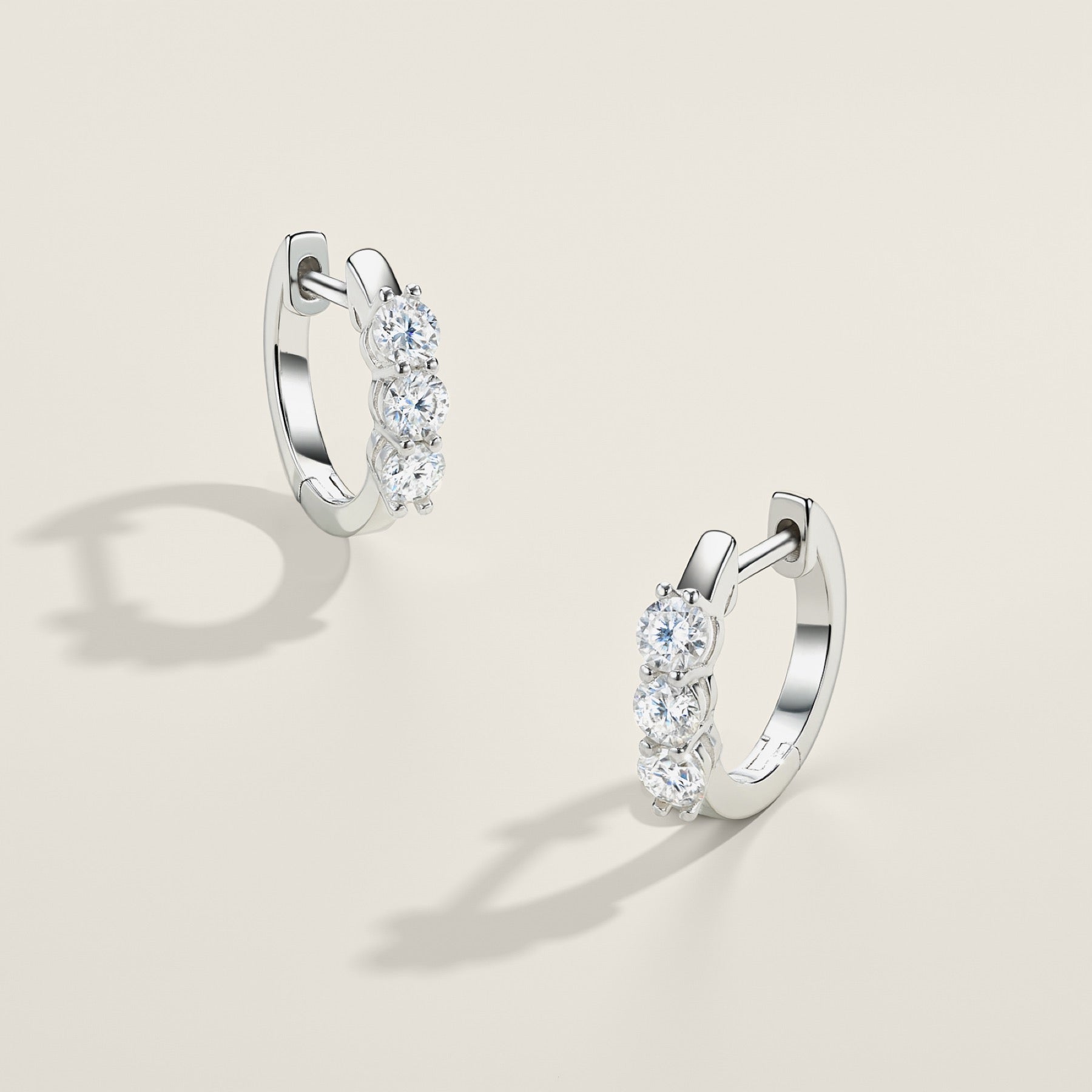 Terzina Moissanite Huggie Hoop Earrings in Sterling Silver