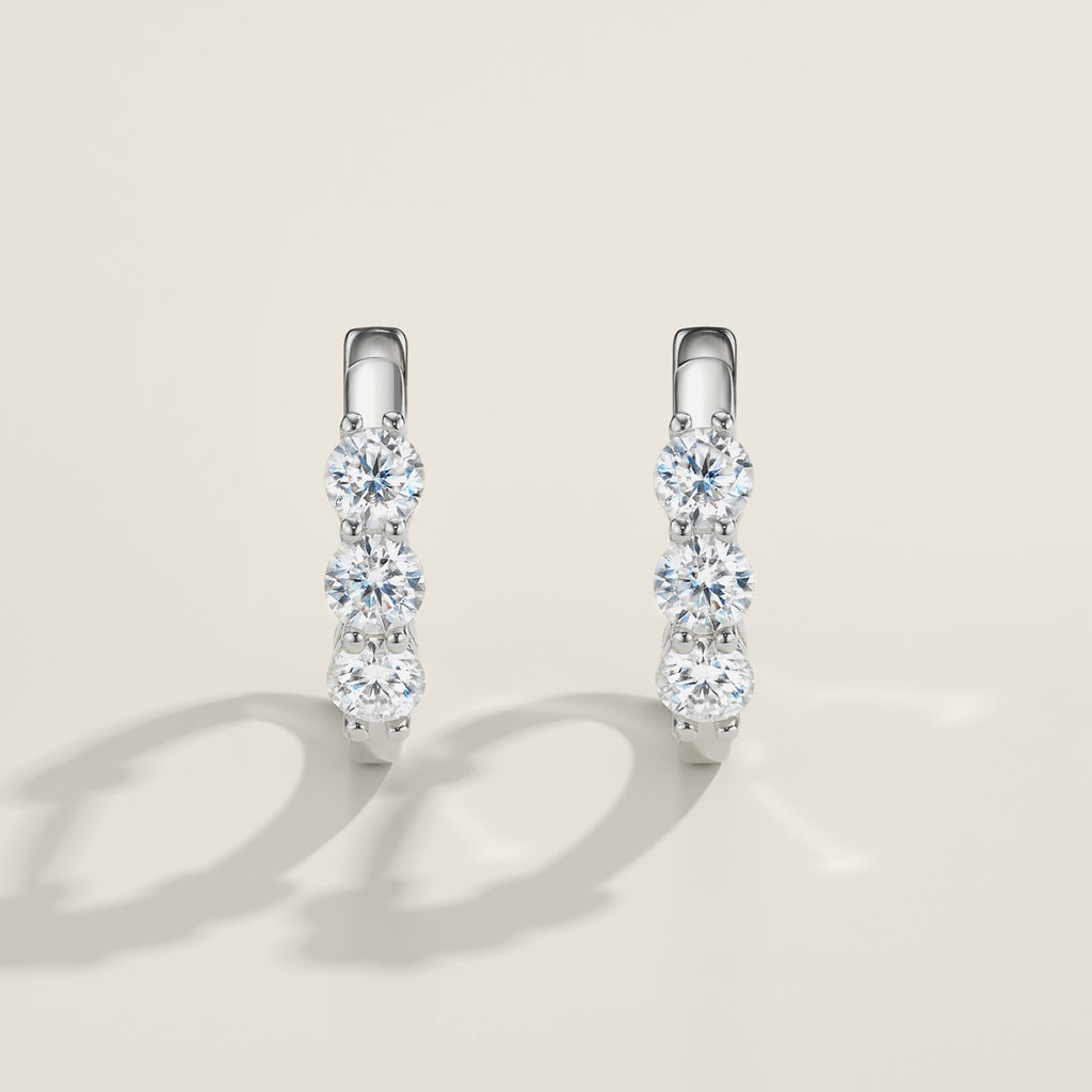 Terzina Moissanite Huggie Hoop Earrings in Sterling Silver