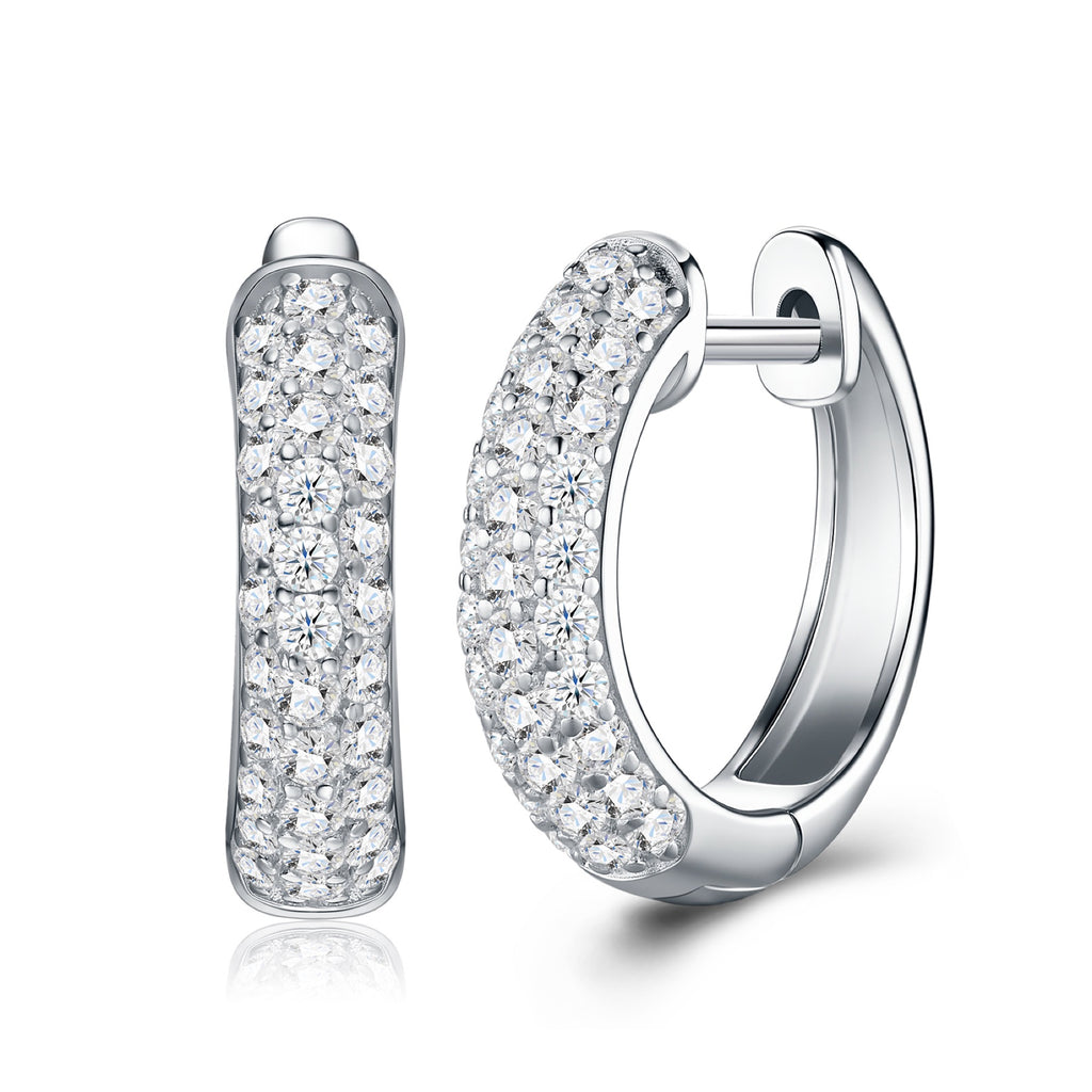 Mistina Moissanite Huggie Hoop Earrings in Sterling Silver