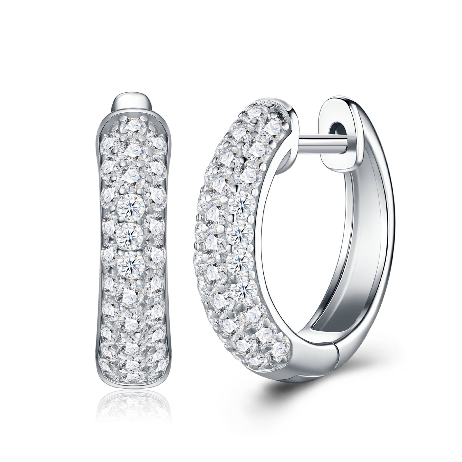 Mistina Moissanite Huggie Hoop Earrings in Sterling Silver