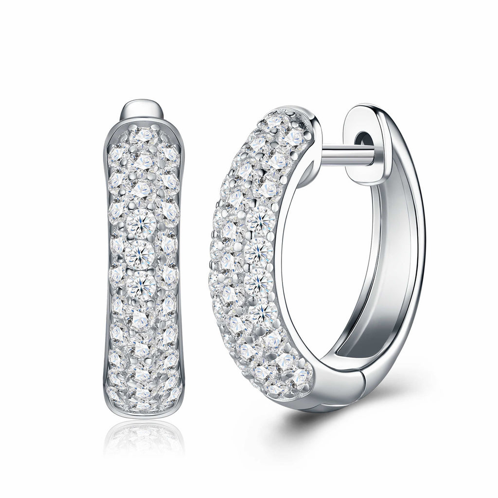 Mistina Moissanite Huggie Hoop Earrings in Sterling Silver