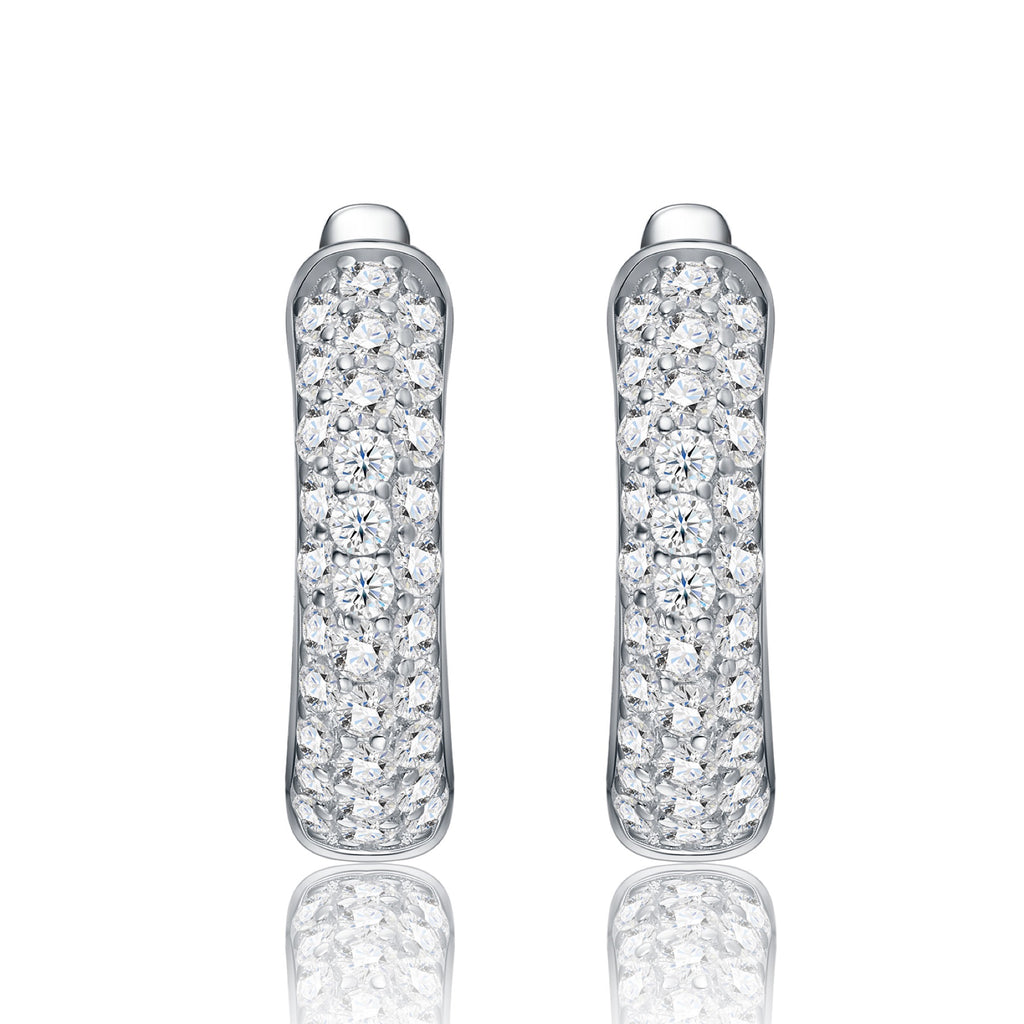 Mistina Moissanite Huggie Hoop Earrings in Sterling Silver