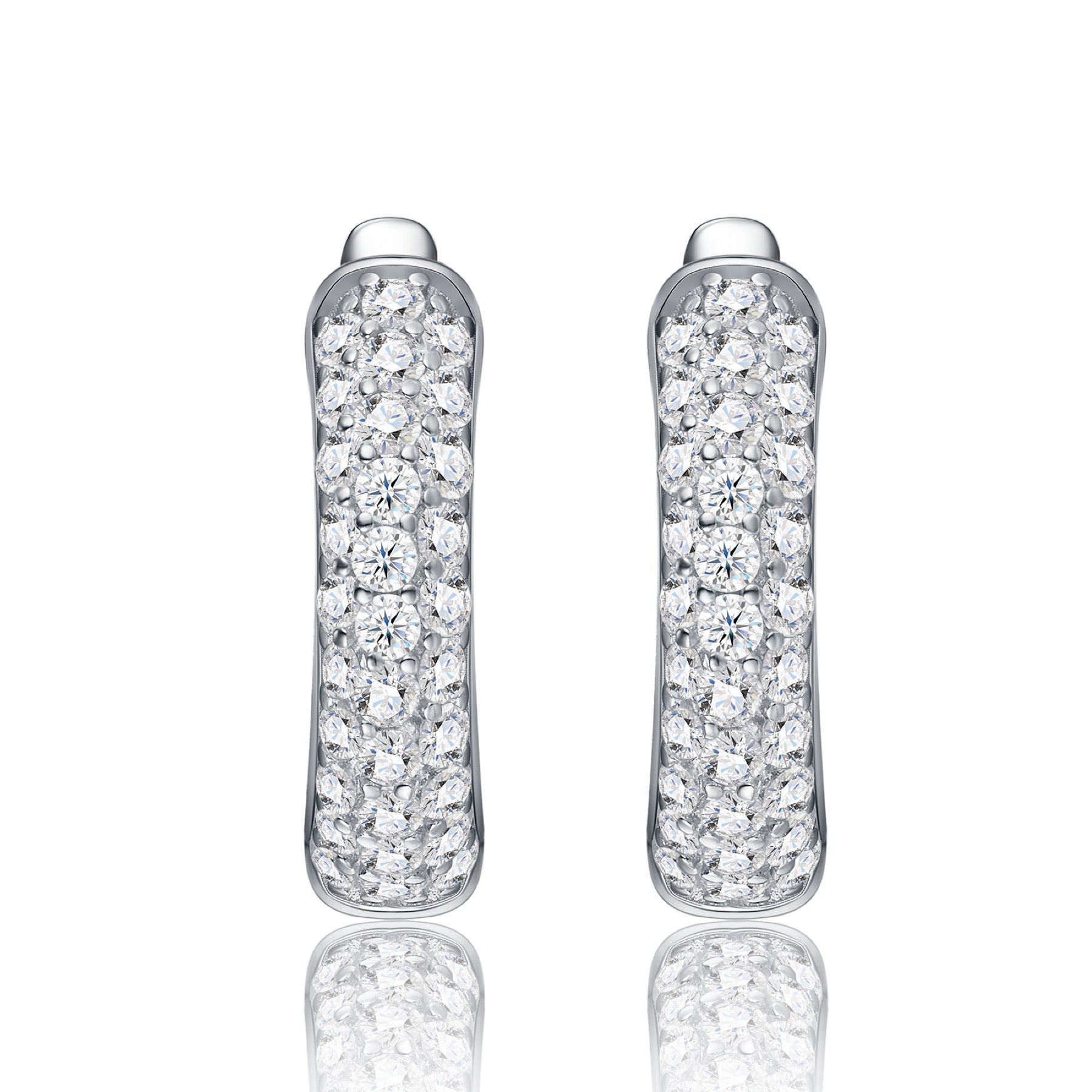 Mistina Moissanite Huggie Hoop Earrings in Sterling Silver