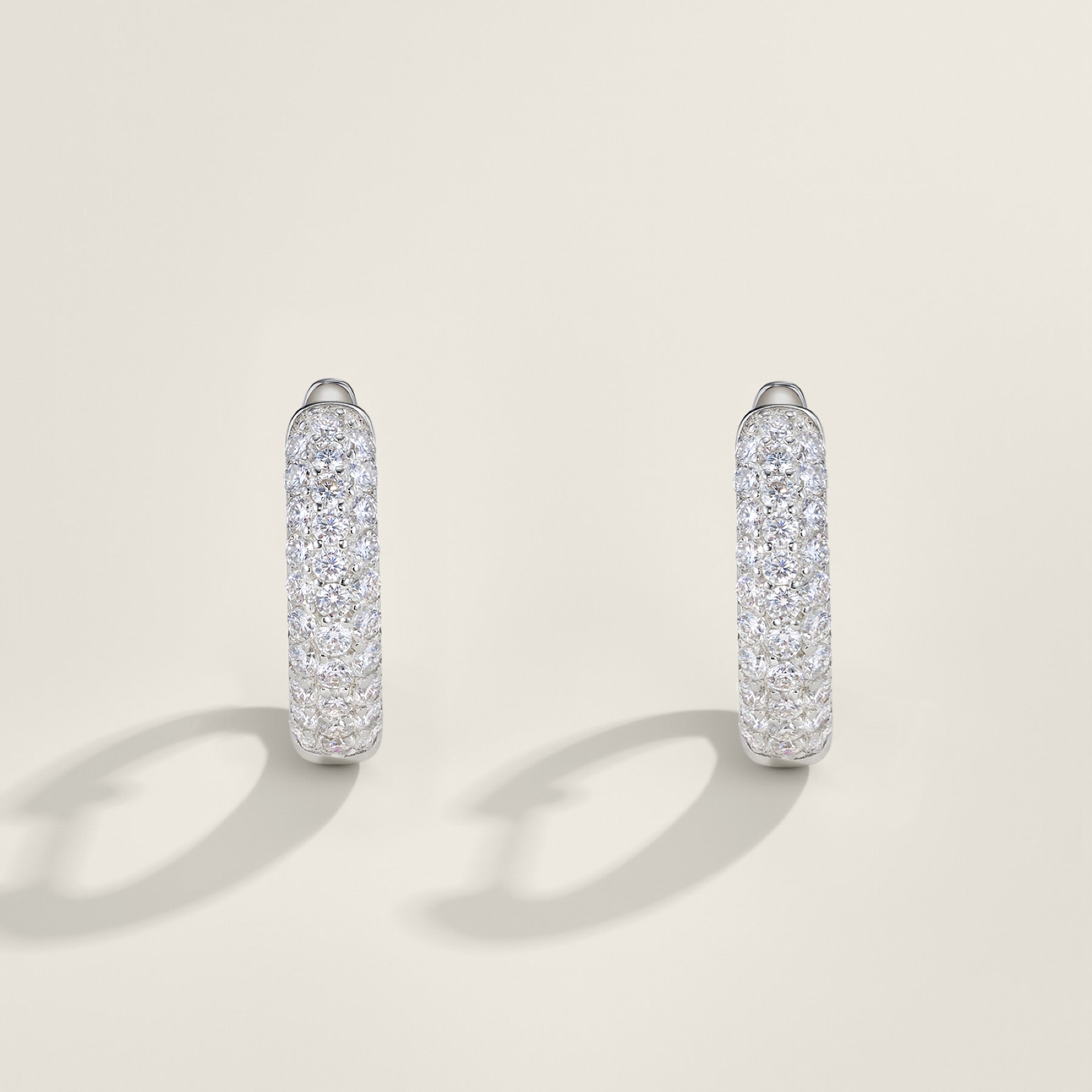 Mistina Moissanite Huggie Hoop Earrings in Sterling Silver