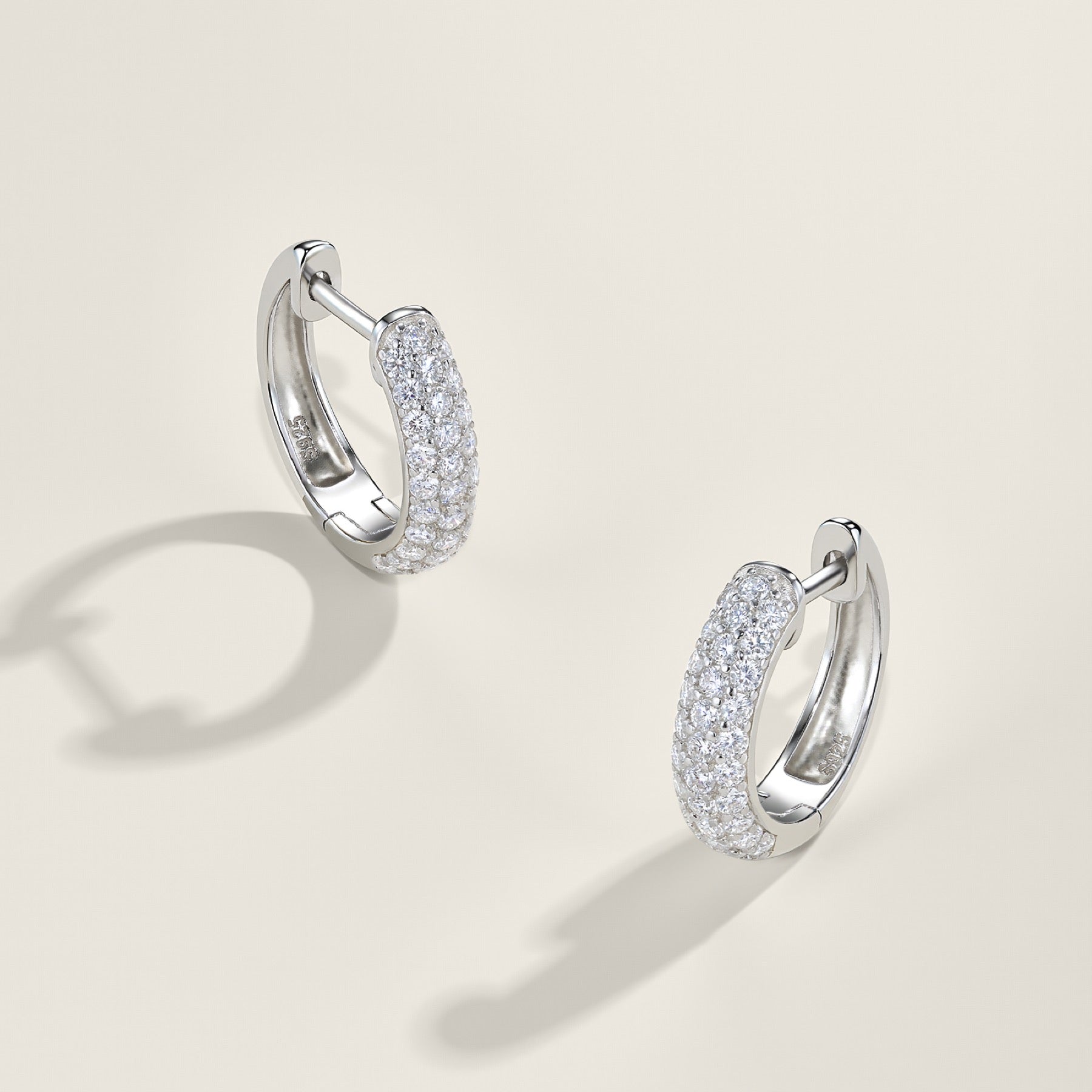 Mistina Moissanite Huggie Hoop Earrings in Sterling Silver