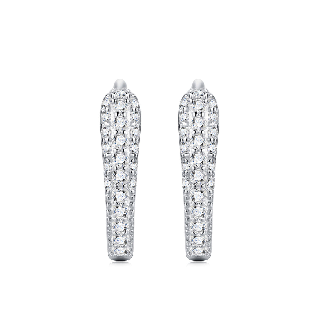 Bina Moissanite Huggie Hoop Earrings in Sterling Silver