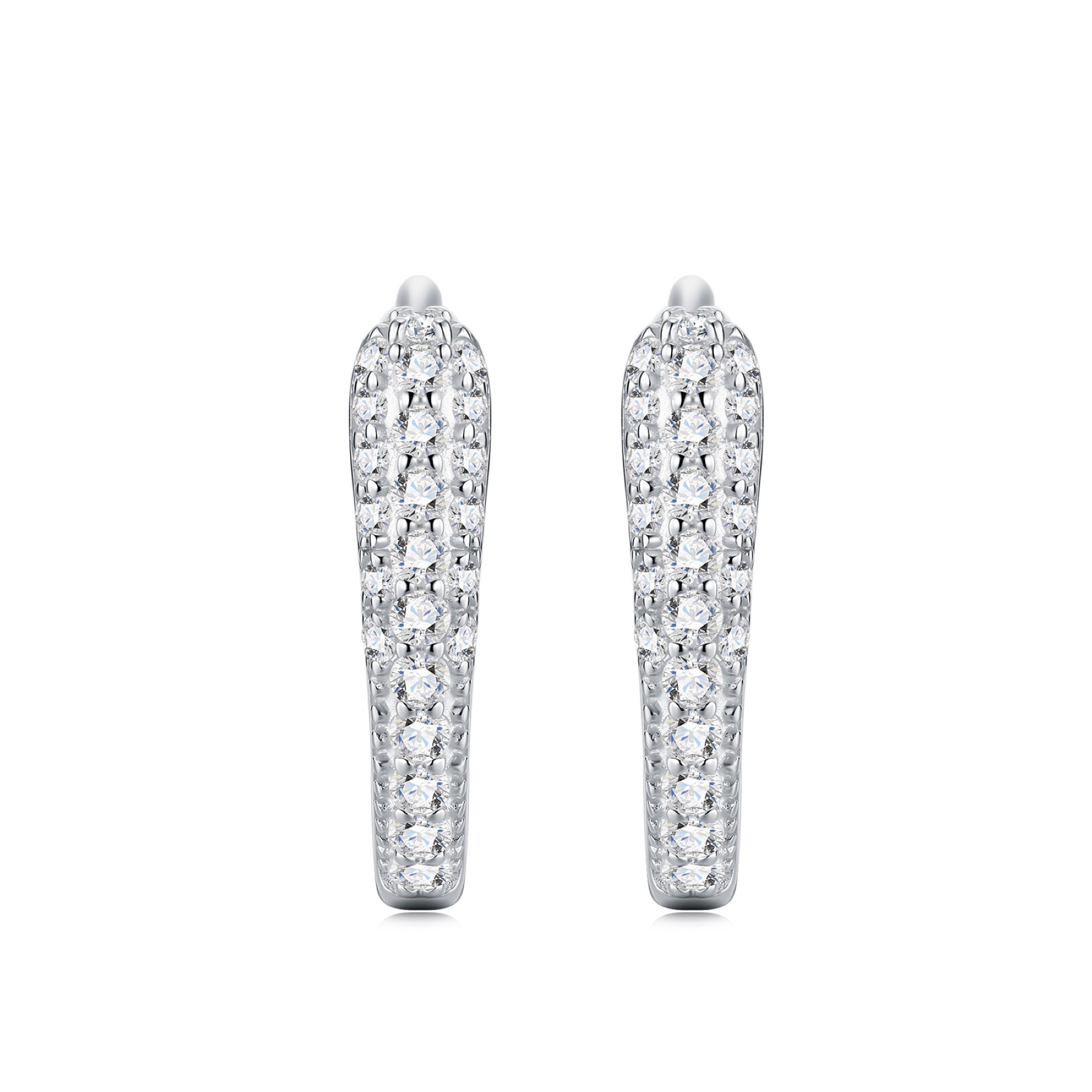 Bina Moissanite Huggie Hoop Earrings in Sterling Silver
