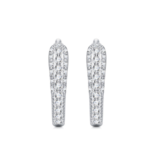 Bina Moissanite Huggie Hoop Earrings in Sterling Silver