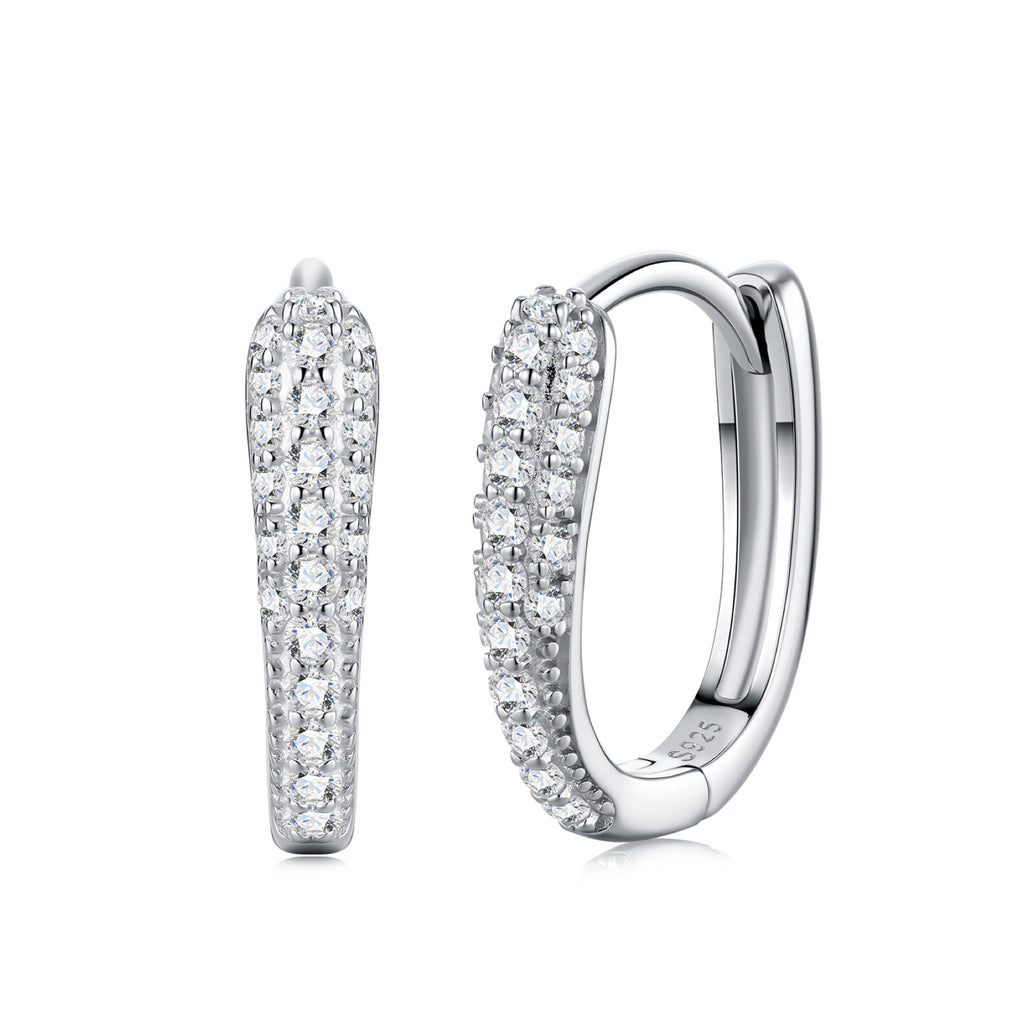 Bina Moissanite Huggie Hoop Earrings in Sterling Silver