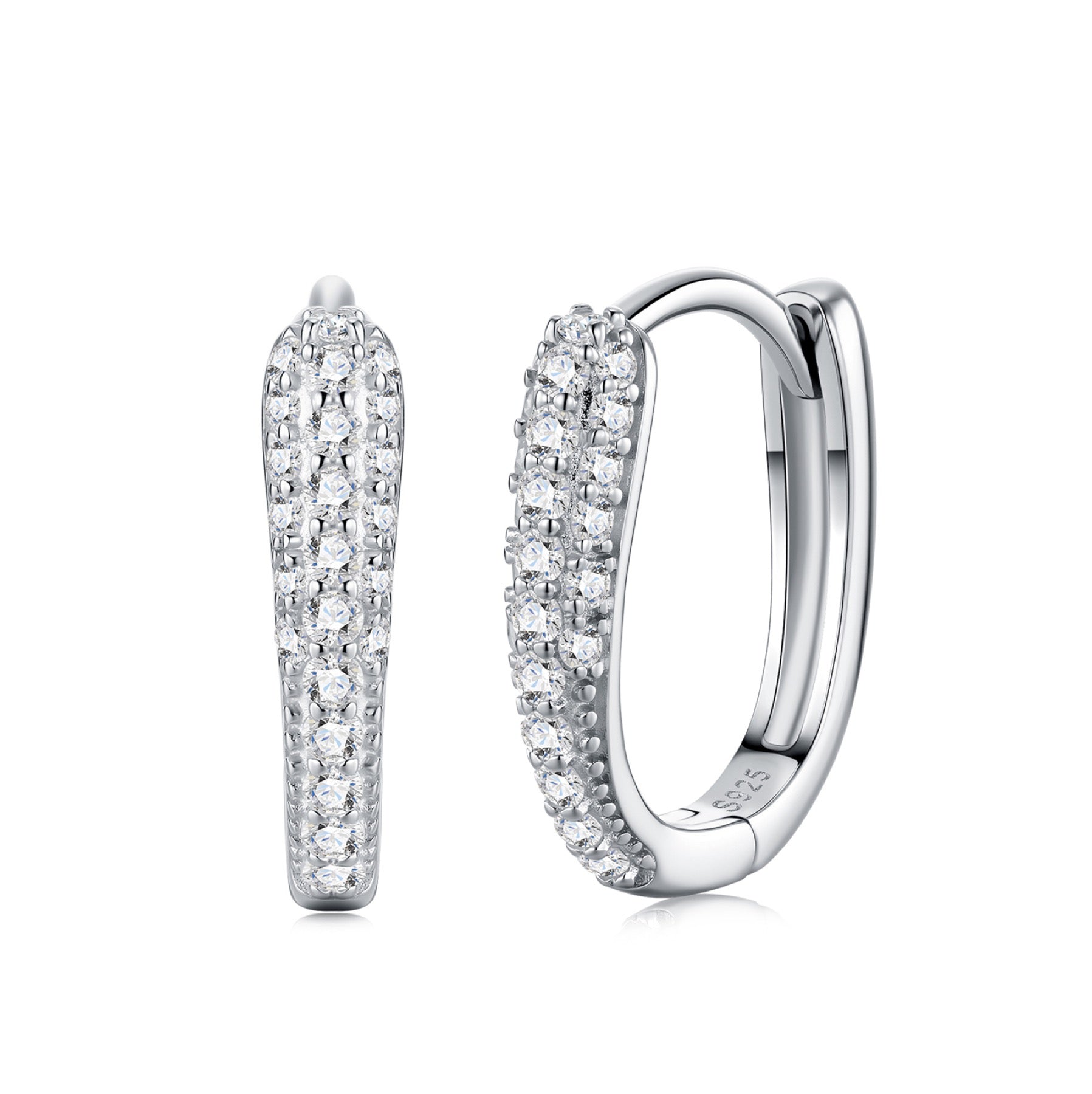 Bina Moissanite Huggie Hoop Earrings in Sterling Silver