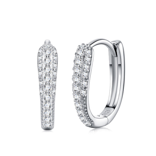 Bina Moissanite Huggie Hoop Earrings in Sterling Silver