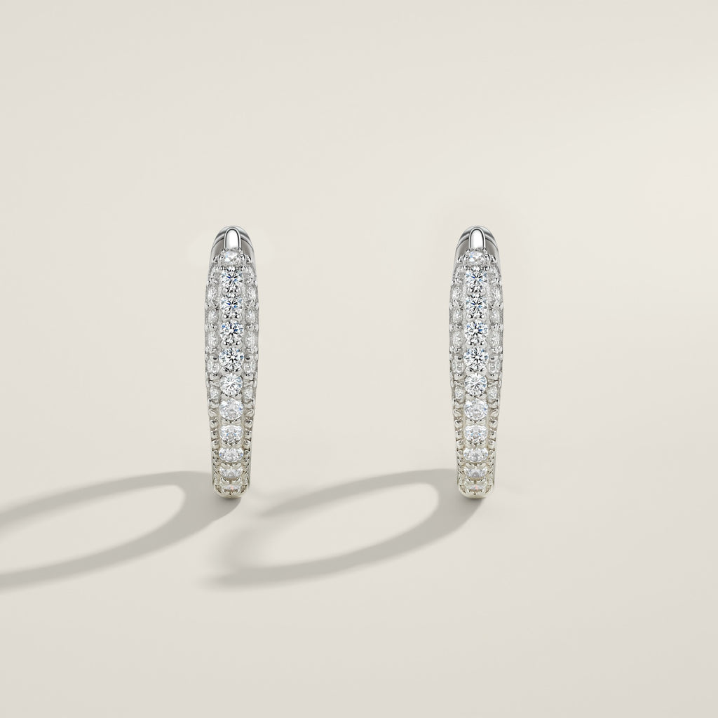Bina Moissanite Huggie Hoop Earrings in Sterling Silver