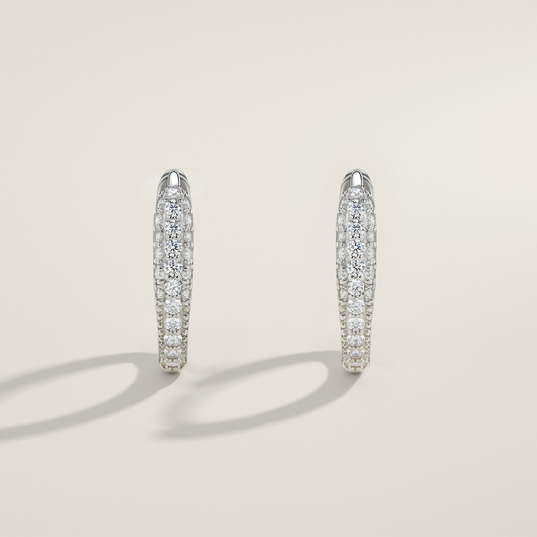 Bina Moissanite Huggie Hoop Earrings in Sterling Silver