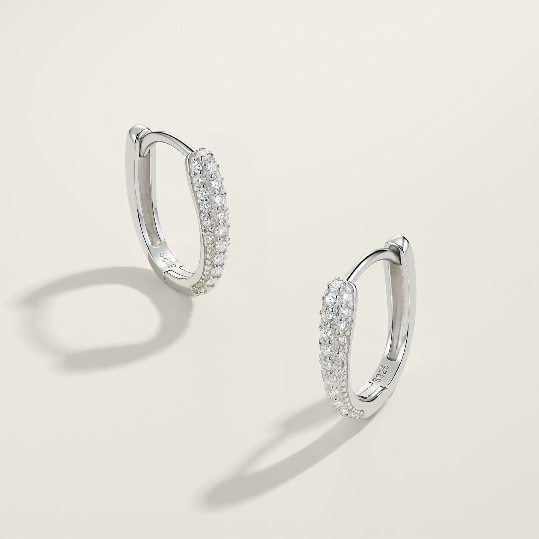 Bina Moissanite Huggie Hoop Earrings in Sterling Silver