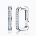 Rettango Moissanite Huggie Hoop Earrings in Sterling Silver