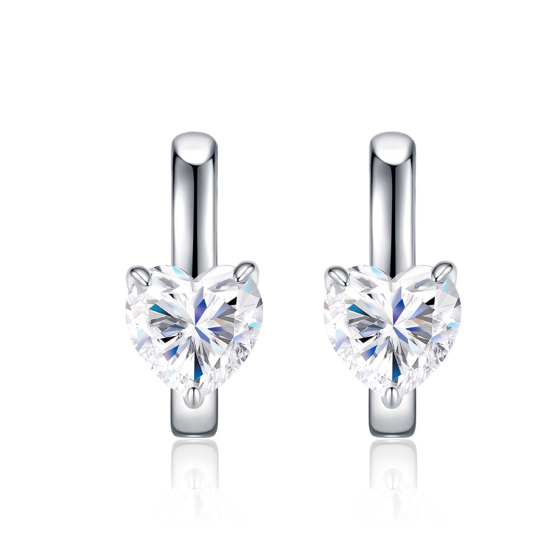Cuoretondo Moissanite Stud Earrings in Sterling Silver