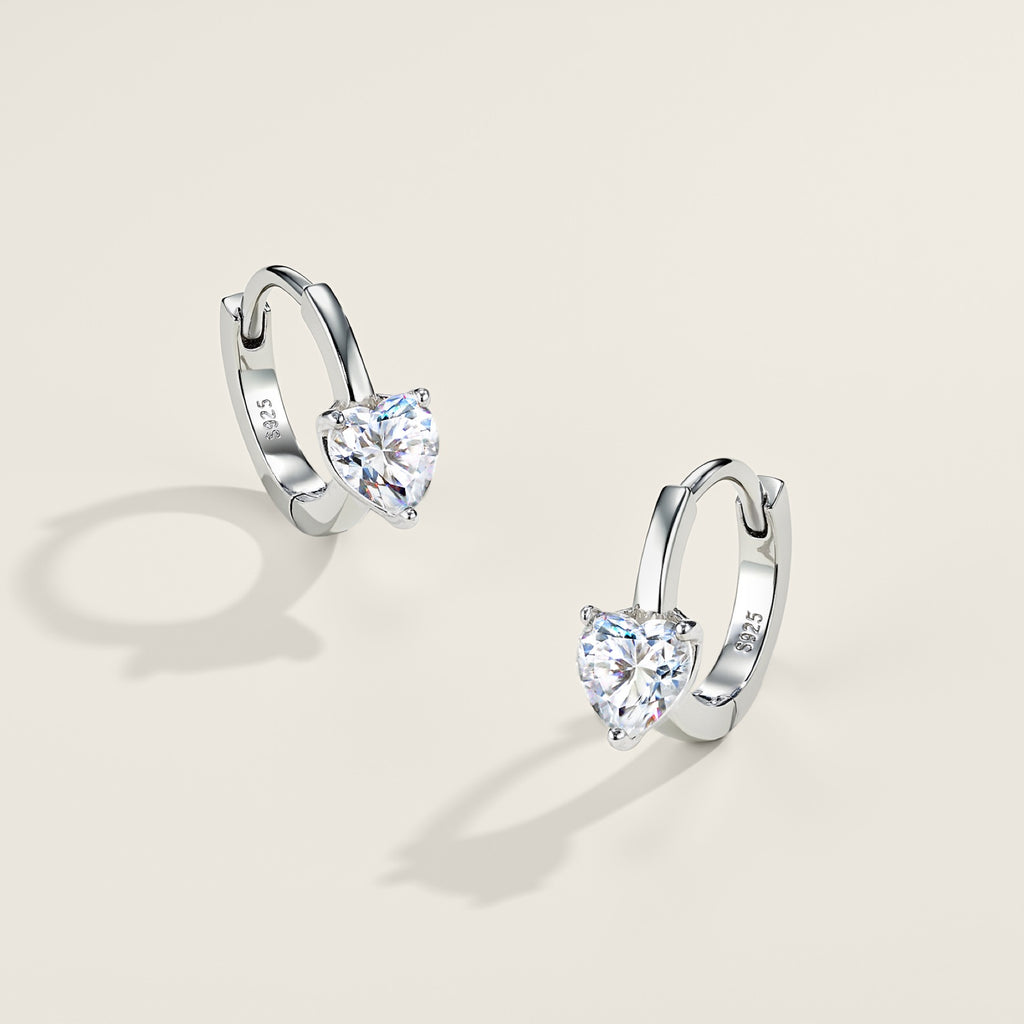Cuoretondo Moissanite Stud Earrings in Sterling Silver