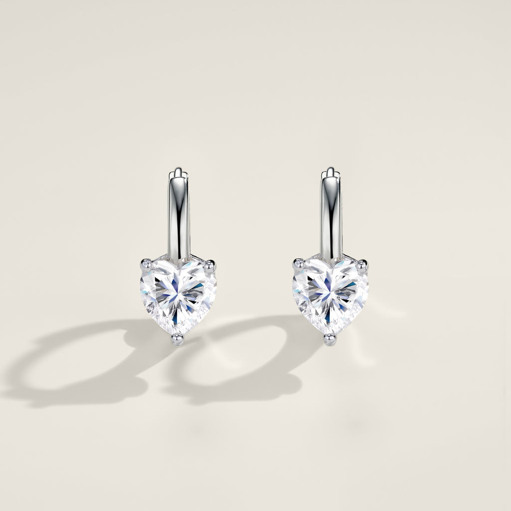Cuoretondo Moissanite Stud Earrings in Sterling Silver