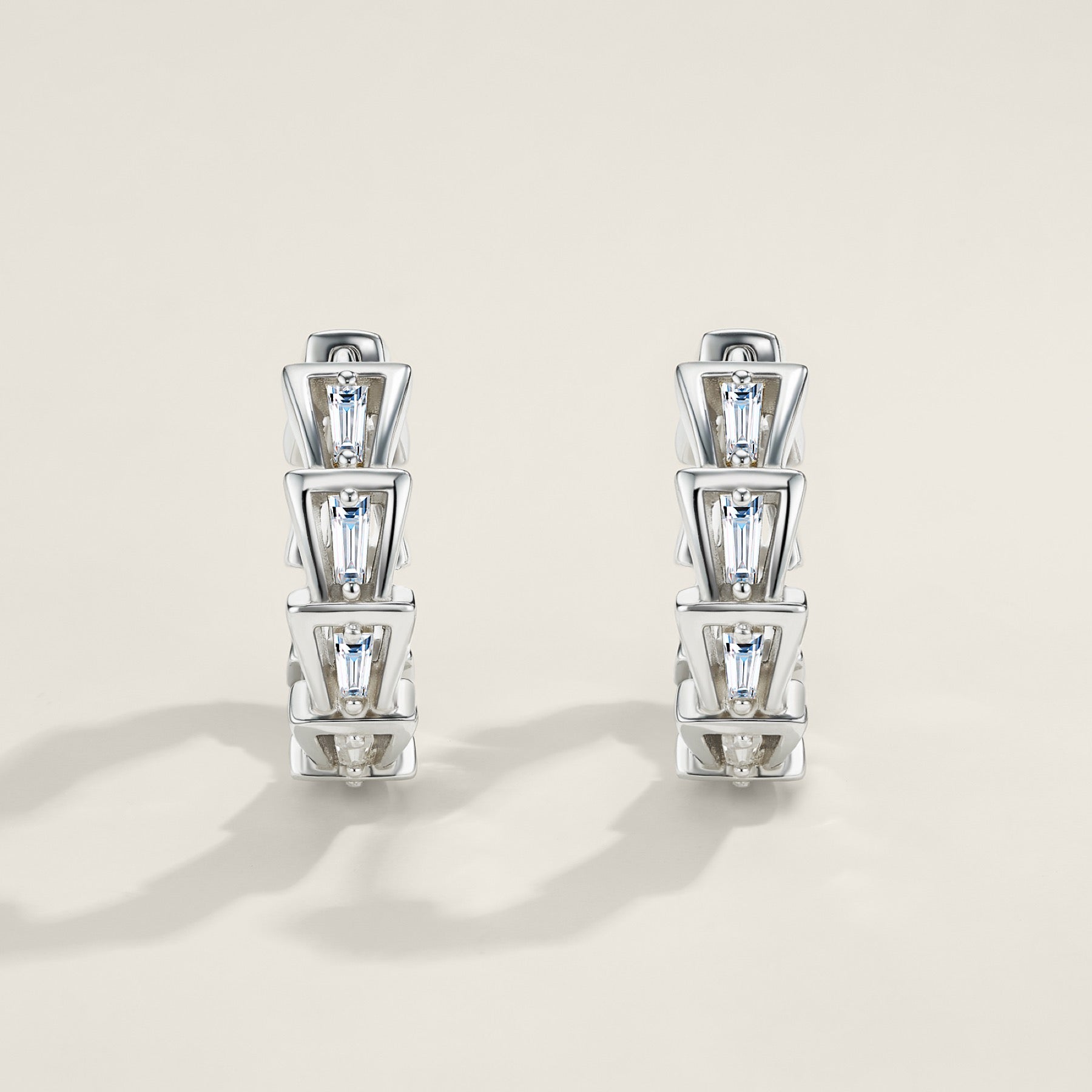 Sprazzo Moissanite Huggie Hoop Earrings in Sterling Silver