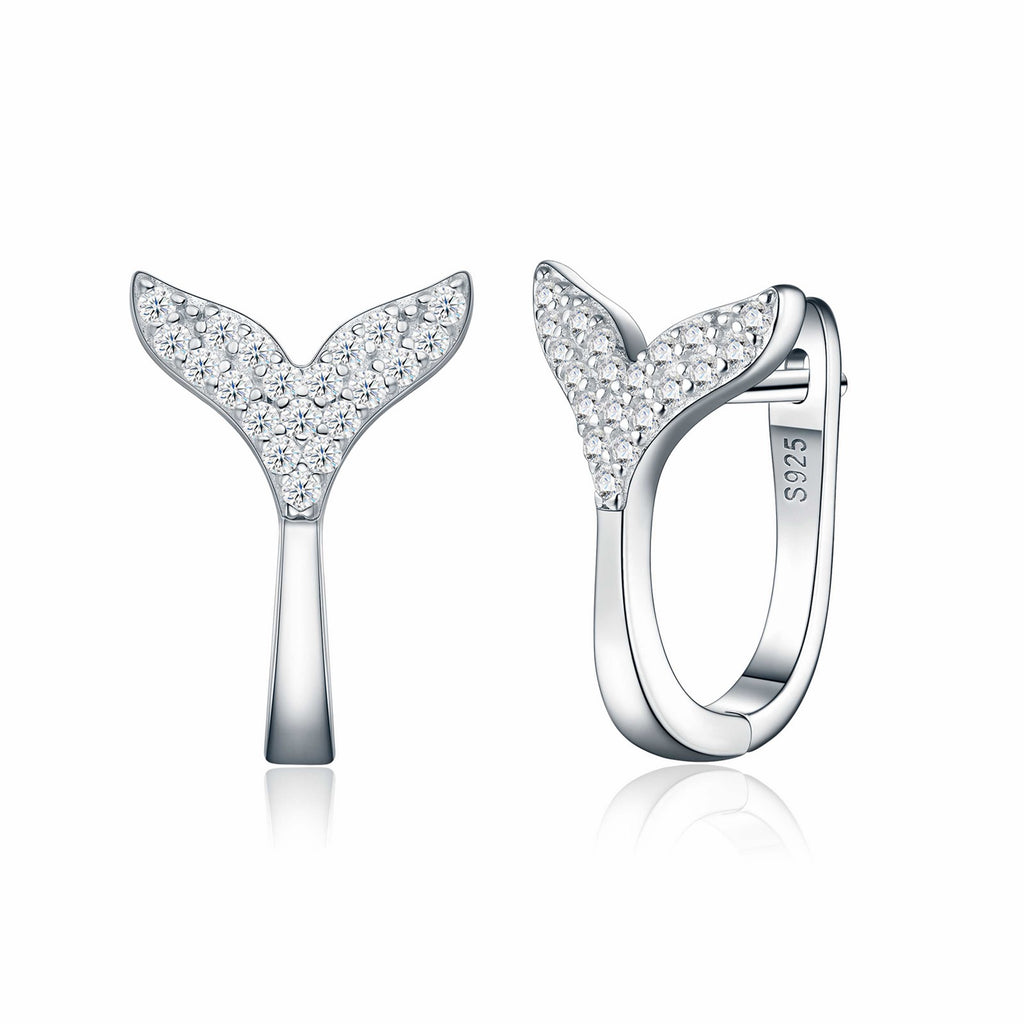 Sirenetta Moissanite Whale Tail Stud Earrings in Sterling Silver