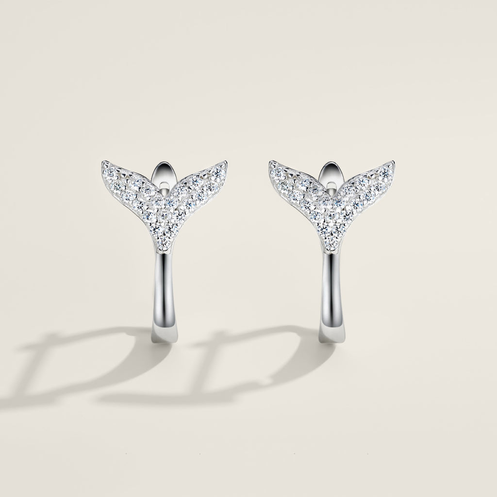 Sirenetta Moissanite Whale Tail Stud Earrings in Sterling Silver