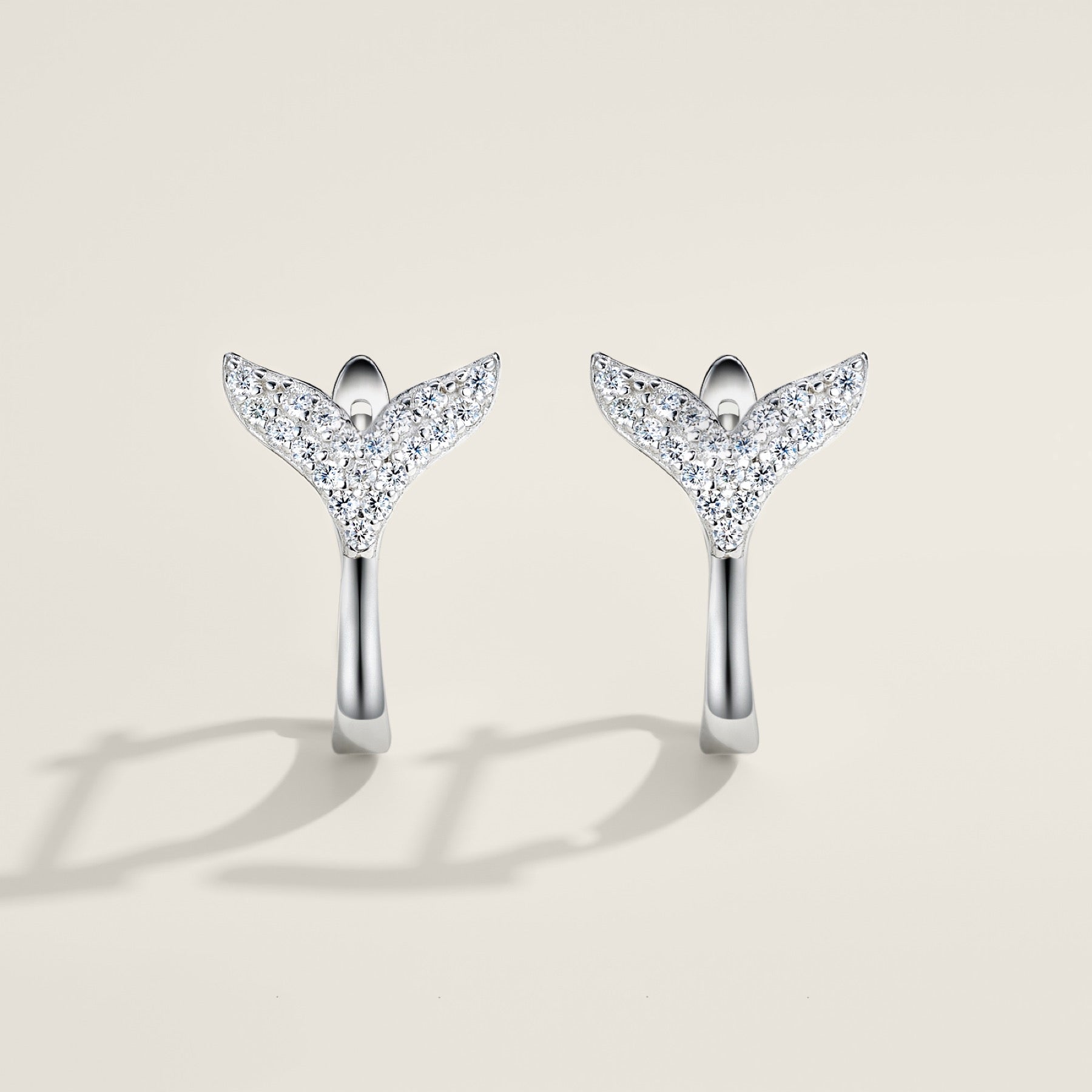 Sirenetta Moissanite Whale Tail Stud Earrings in Sterling Silver