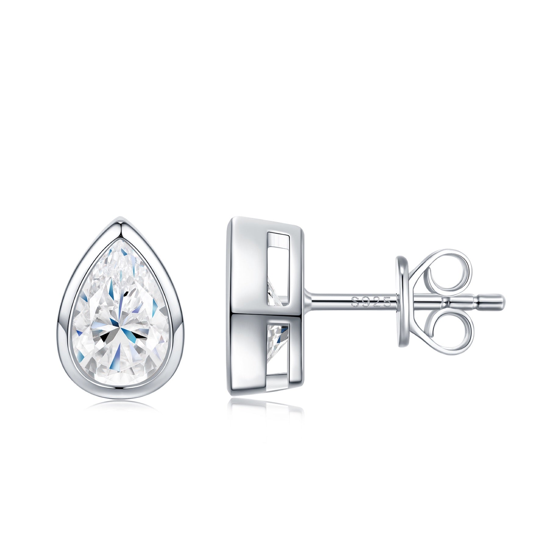 Perina Pear-Cut Moissanite Stud Earrings in Sterling Silver