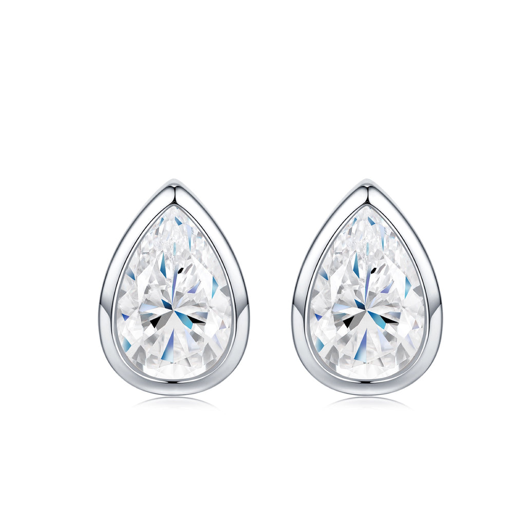 Perina Pear-Cut Moissanite Stud Earrings in Sterling Silver