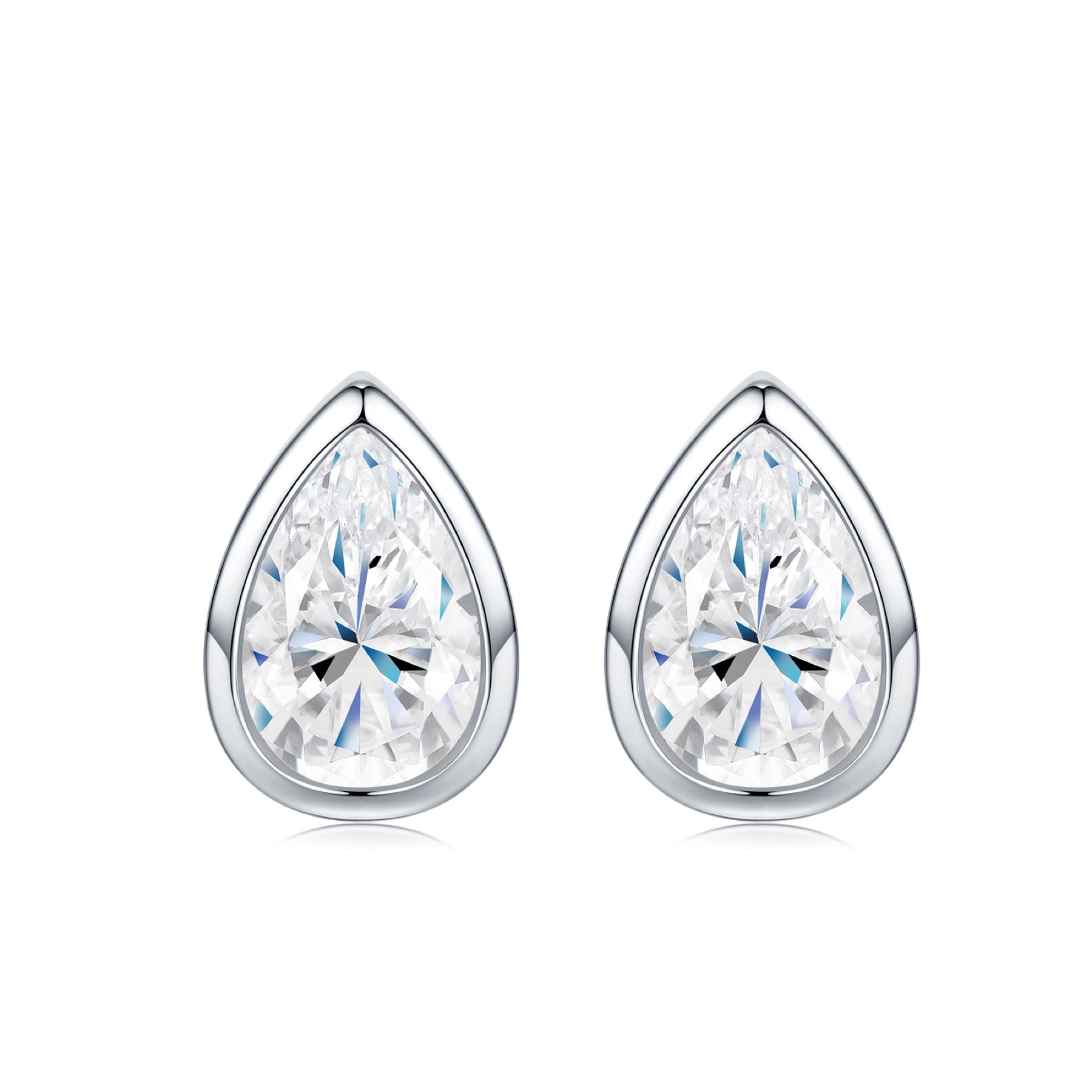 Perina Pear-Cut Moissanite Stud Earrings in Sterling Silver