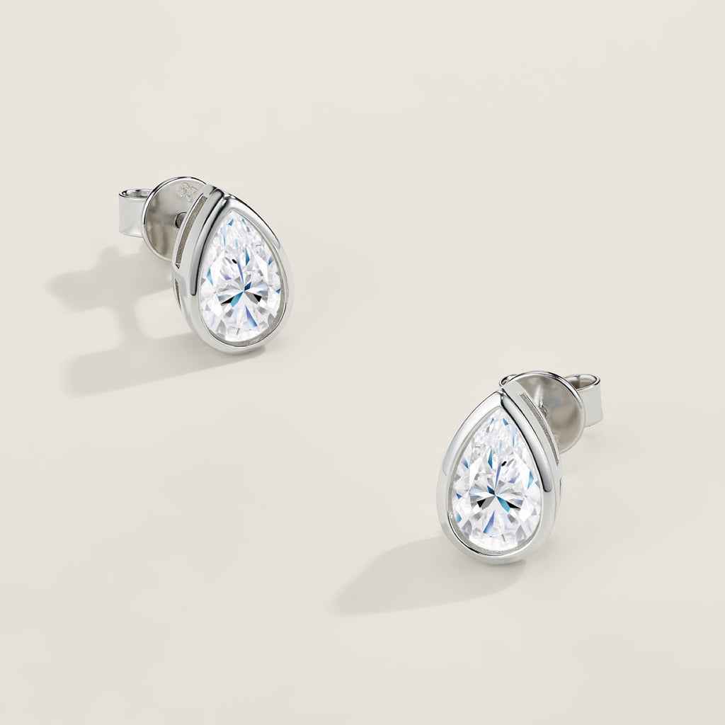 Perina Pear-Cut Moissanite Stud Earrings in Sterling Silver