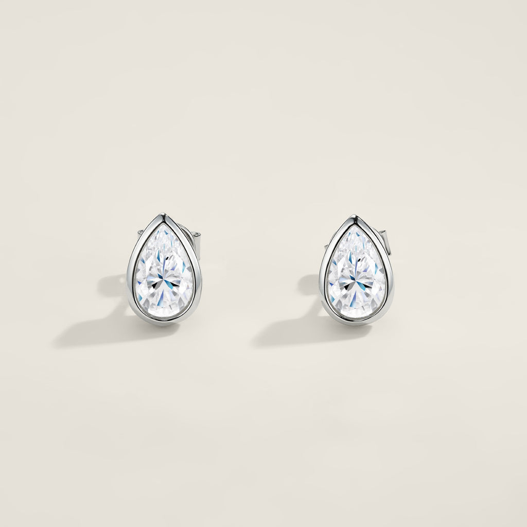 Perina Pear-Cut Moissanite Stud Earrings in Sterling Silver