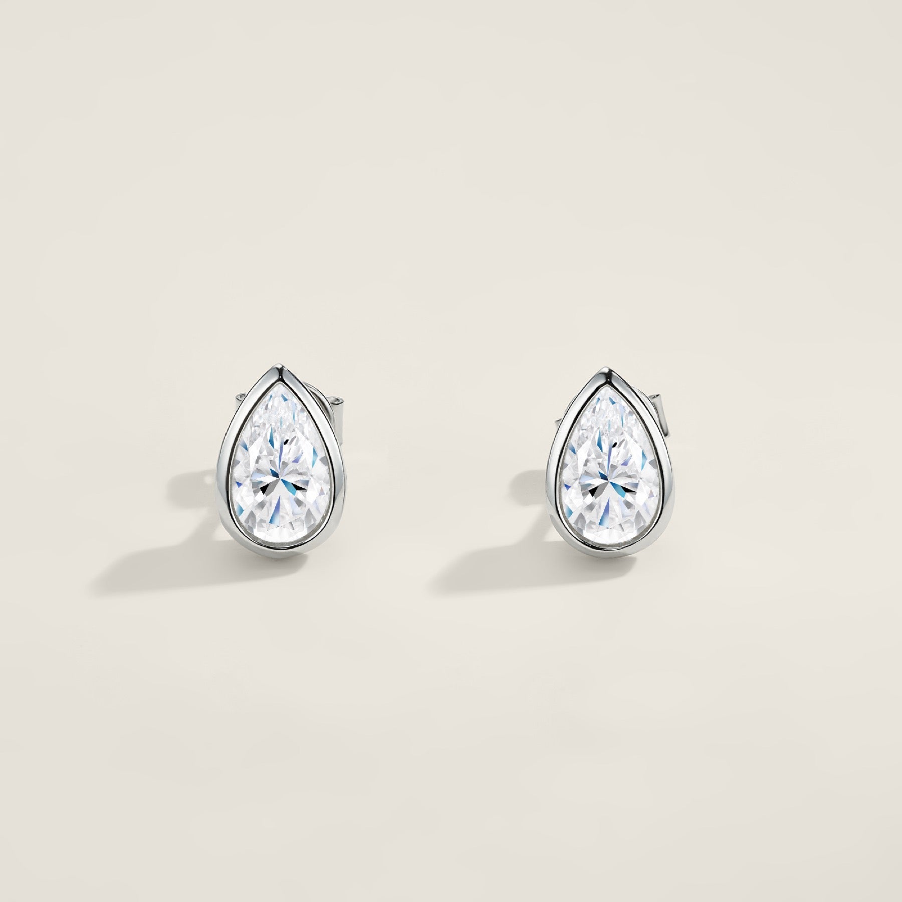 Perina Pear-Cut Moissanite Stud Earrings in Sterling Silver
