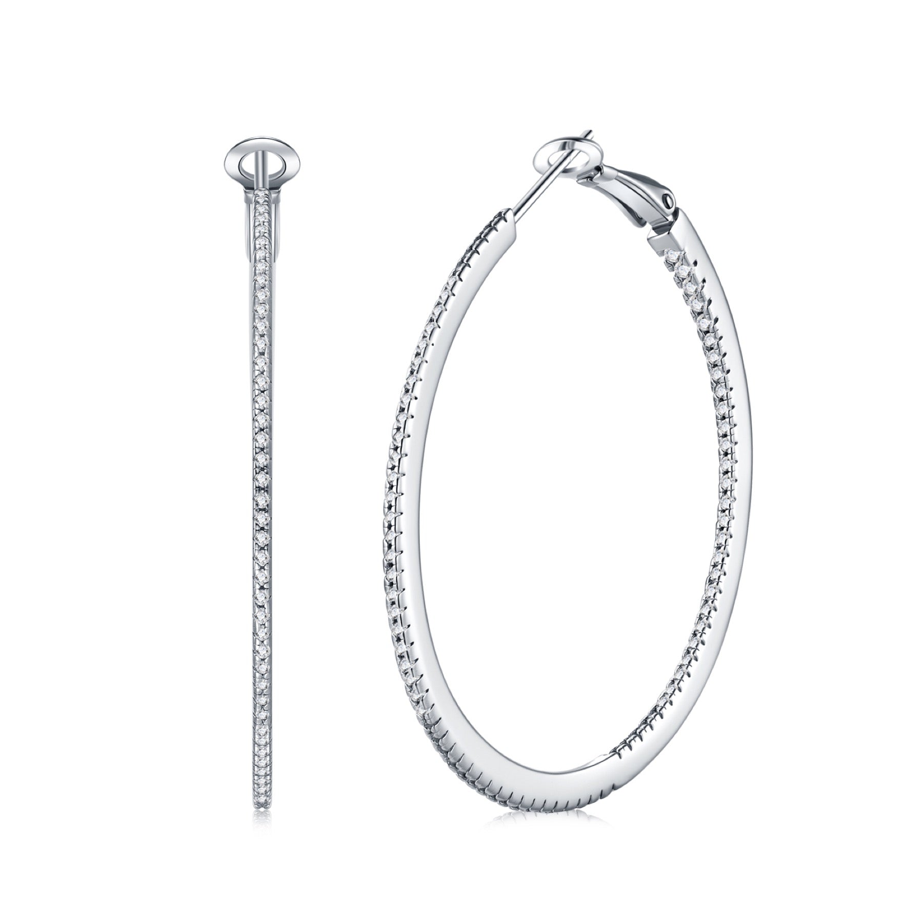 Grancerchio Moissanite Hoop Earrings in Sterling Silver