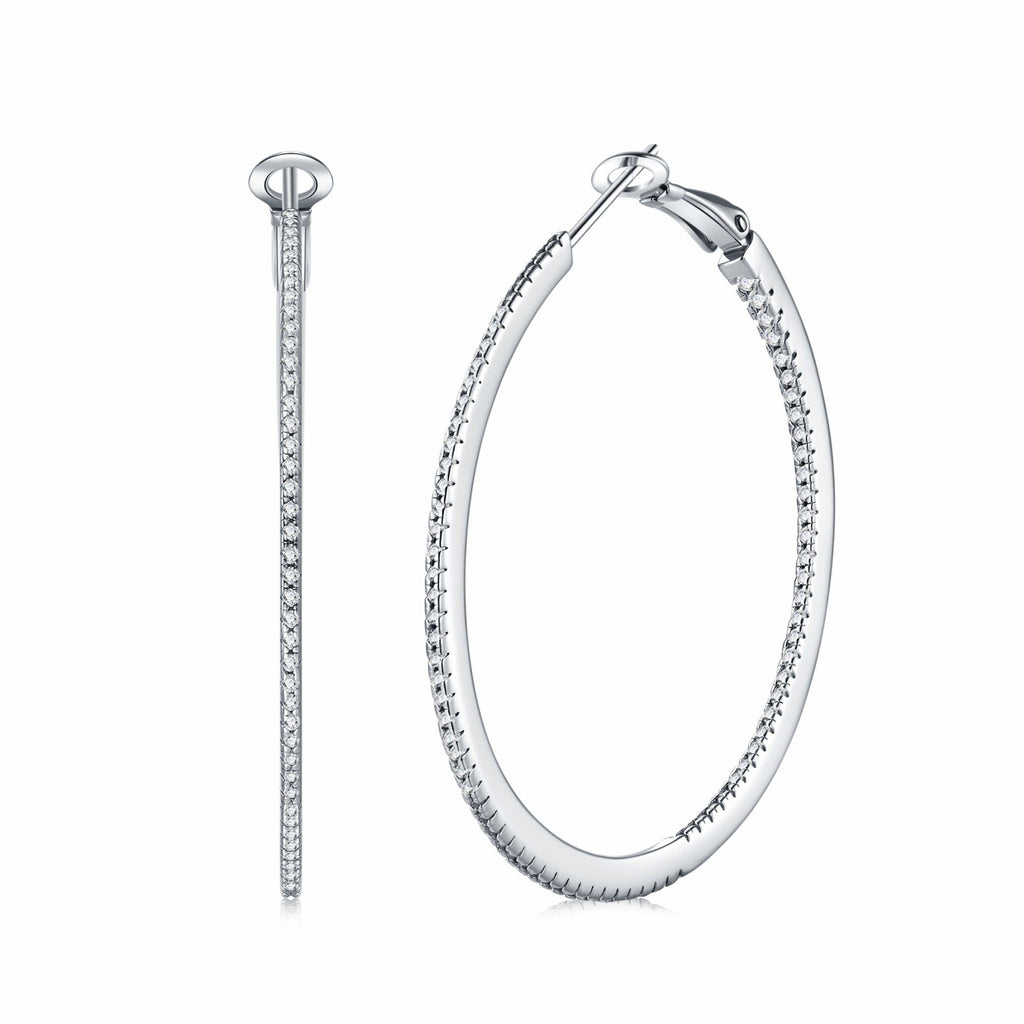 Grancerchio Moissanite Hoop Earrings in Sterling Silver
