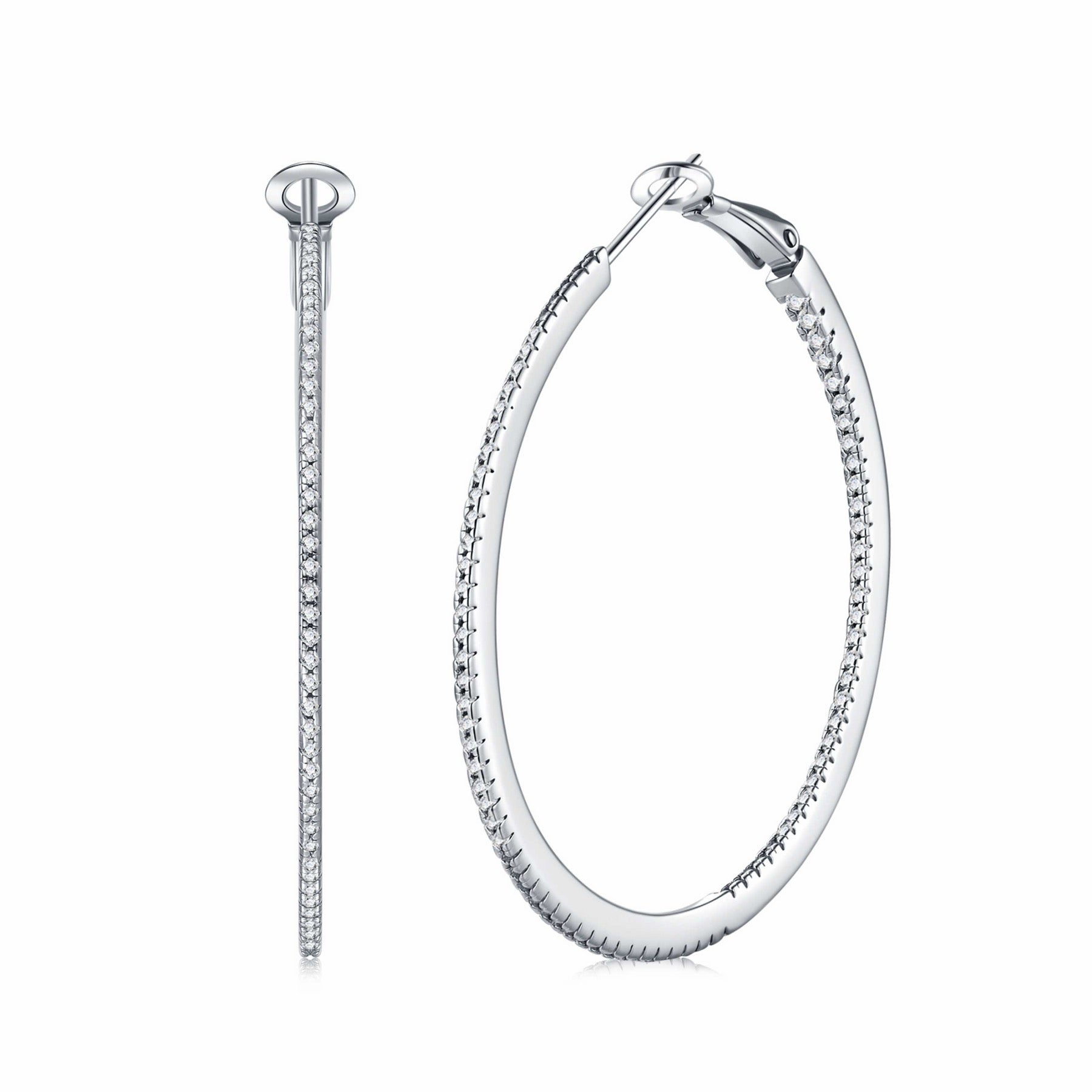 Grancerchio Moissanite Hoop Earrings in Sterling Silver