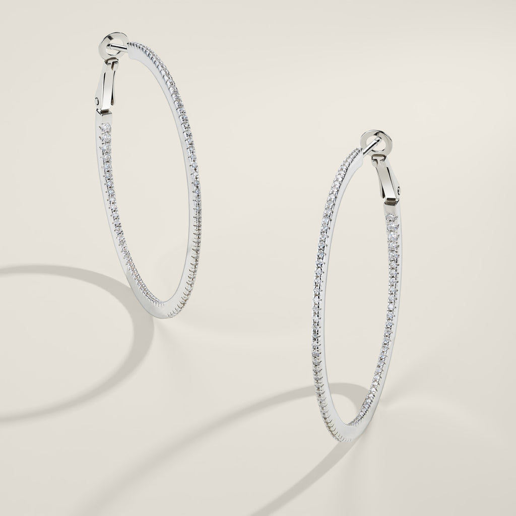 Grancerchio Moissanite Hoop Earrings in Sterling Silver