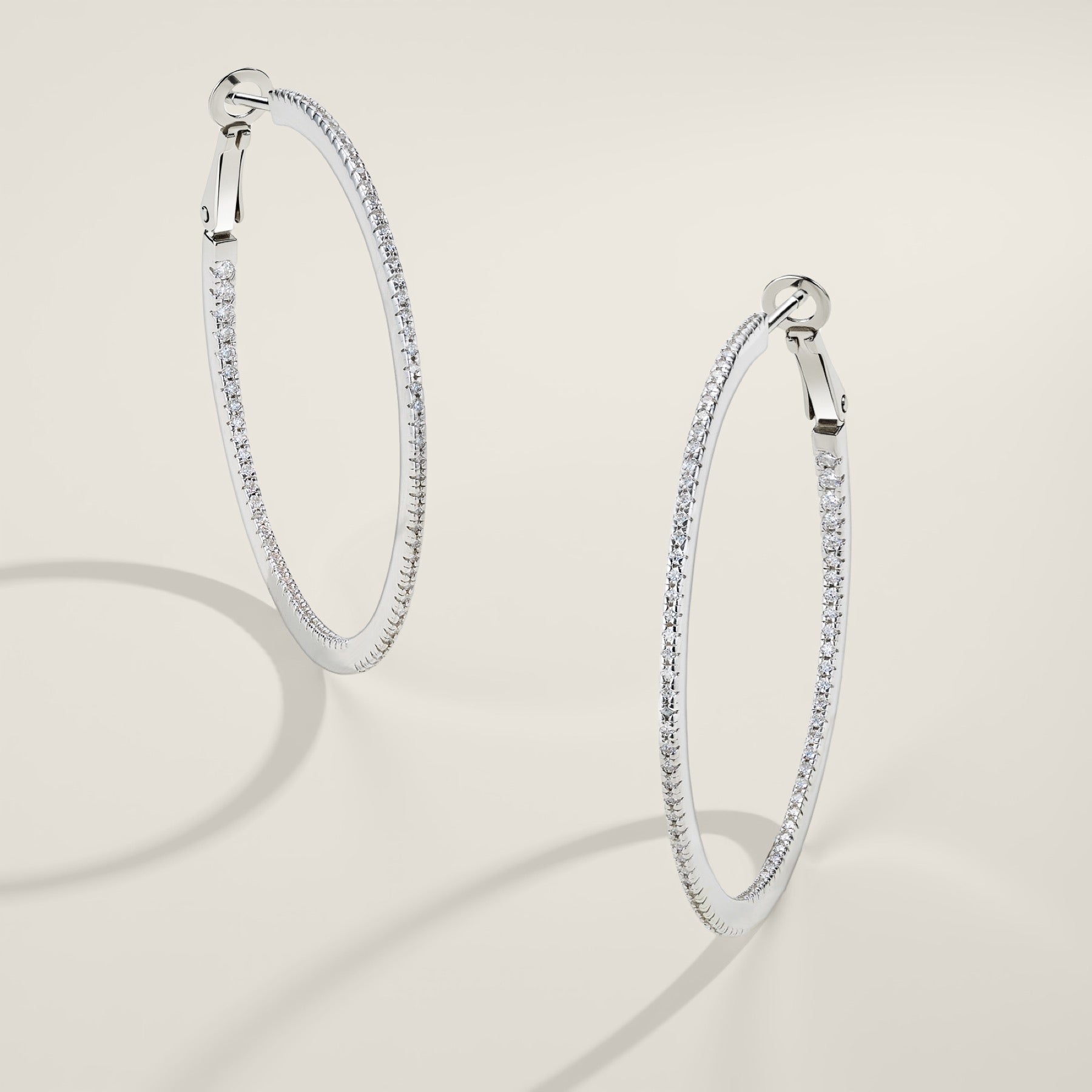 Grancerchio Moissanite Hoop Earrings in Sterling Silver
