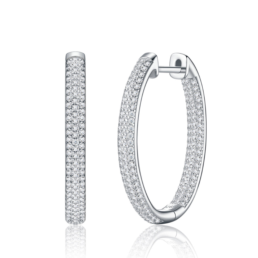 Ampio Moissanite Huggie Hoop Earrings in Sterling Silver