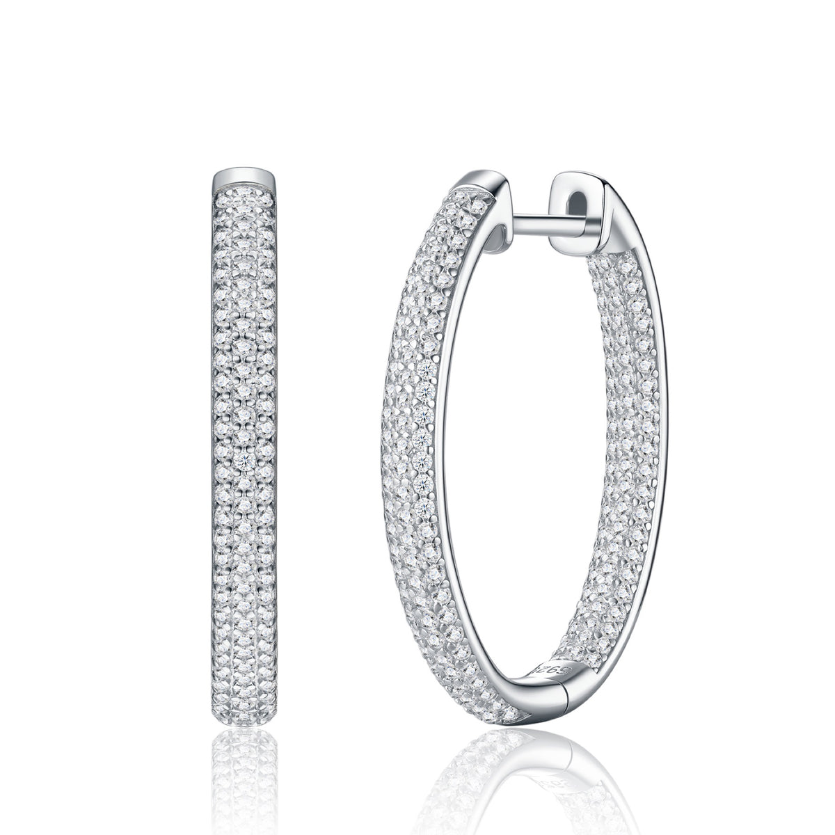 Ampio Moissanite Huggie Hoop Earrings in Sterling Silver