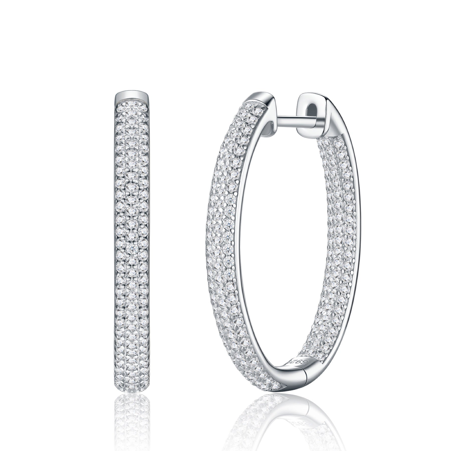 Ampio Moissanite Huggie Hoop Earrings in Sterling Silver