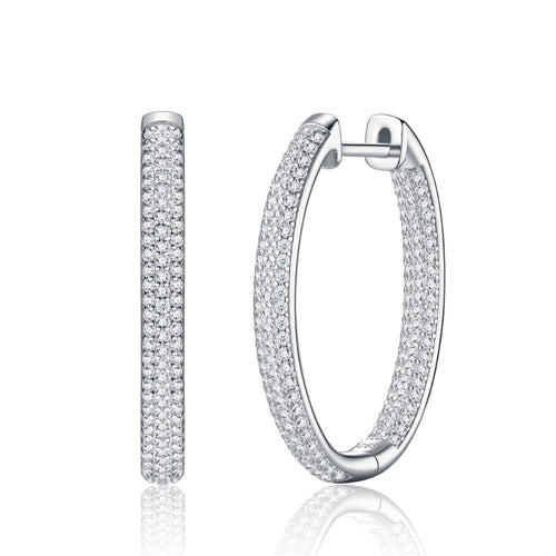 Ampio Moissanite Huggie Hoop Earrings in Sterling Silver